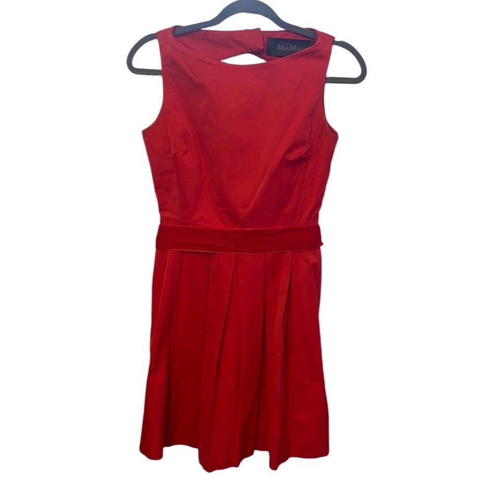 Max Mara MaxMara Red Pleated Open Back Sleeveless Mini Dress Size 8 Size M / US 6-8 / IT 42-44 - 12 Thumbnail