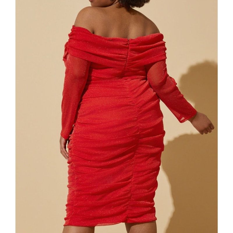 Other Plus Size 26/28 4X / Off The Shoulder Bodycon Knit Dress Size 4XL / US 24-26 - 4 Thumbnail