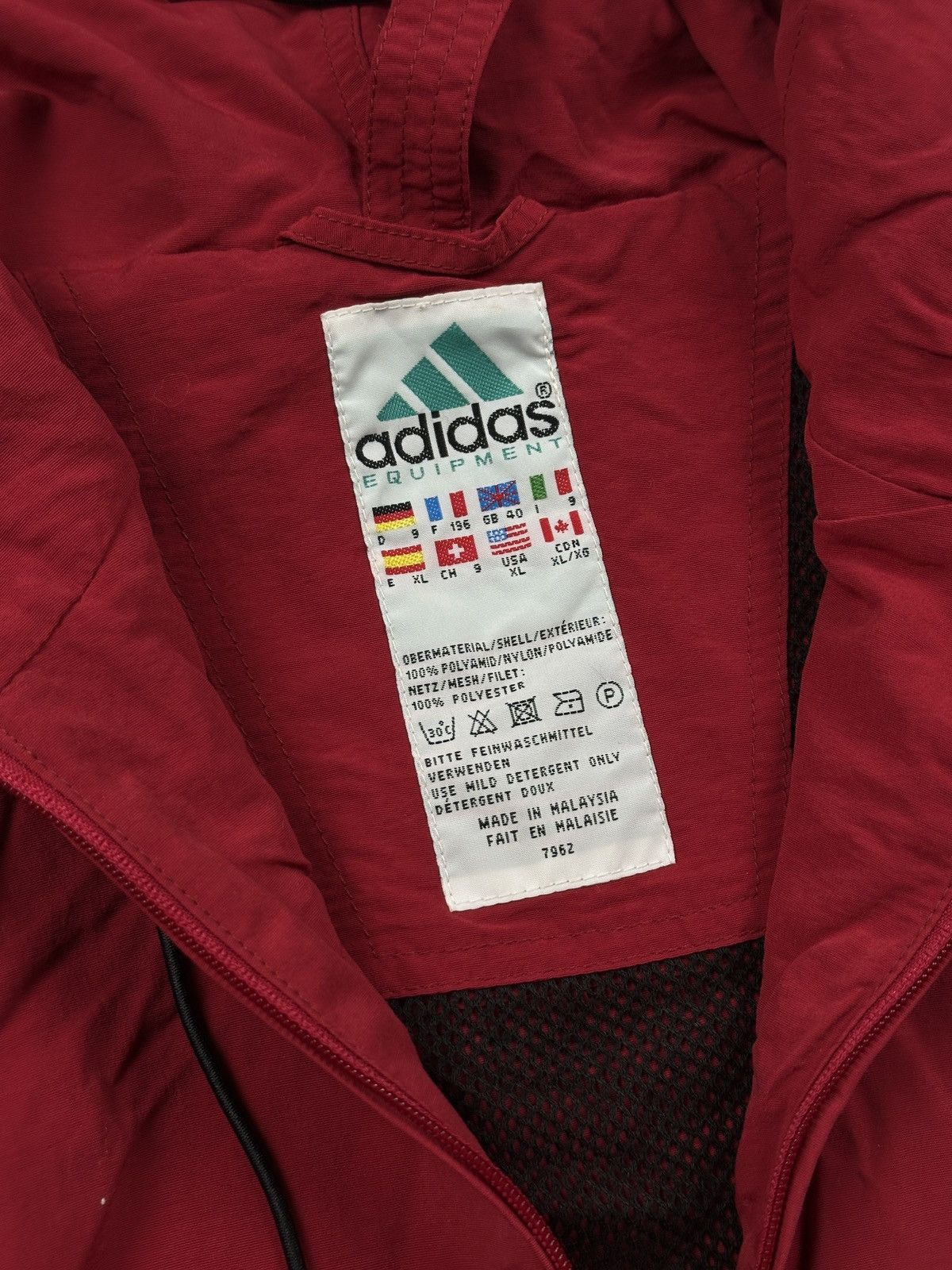 Adidas Vintage Adidas Equipment Red Hooded Windbreaker Jacket 90s Size US XL / EU 56 / 4 - 12 Thumbnail
