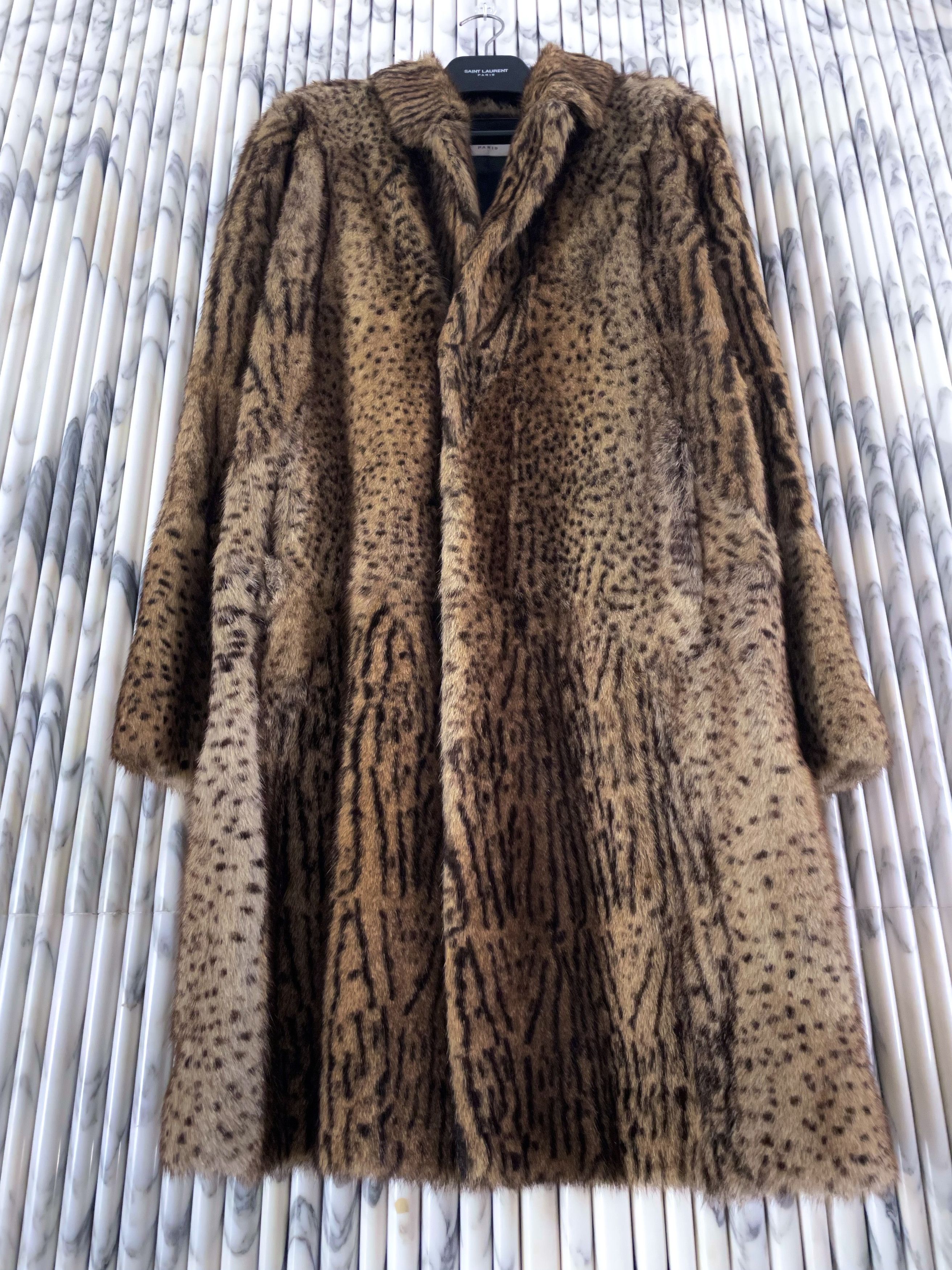 Hedi Slimane × Saint Laurent Paris *HOLY GRAIL* BABYCAT LEOPARD OCELOT MARMOT MINK FUR COAT Size US M / EU 48-50 / 2 - 6 Thumbnail