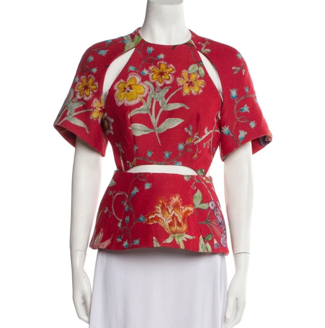 Rosie Assoulin $1855 Rosie Assoulin/Editor Hand-painted Floral Top 6 NWT Size M / US 6-8 / IT 42-44 - 3 Thumbnail