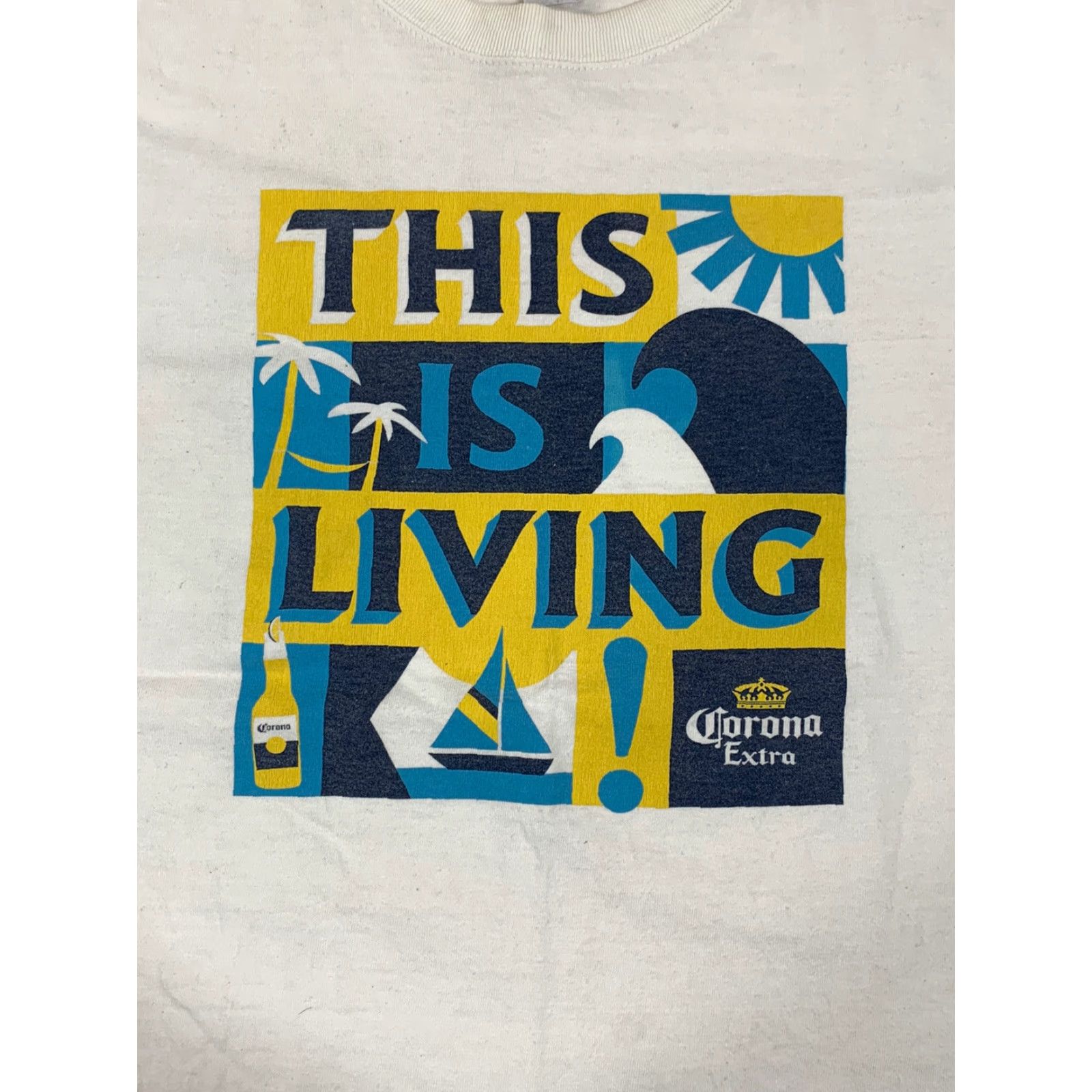 Vintage United Athle This Is Living Corona Extra White Shirt S Crew Neck Men Short Sleeve 1554 Beer Vintage? Size US S / EU 44-46 / 1 - 2 Thumbnail
