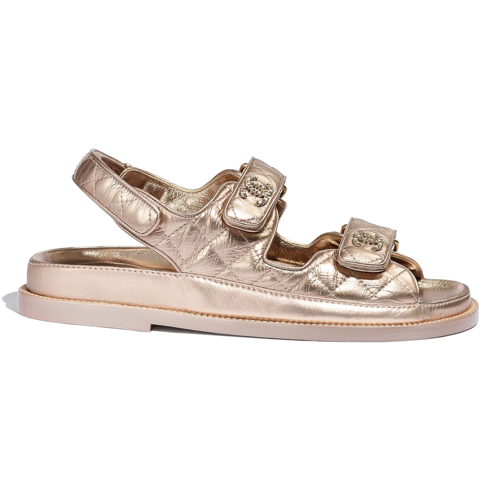Chanel Chanel 21C Bronze Quilted Chain CC Logo Mule Slide Size US 5 / IT 35 - 1 Thumbnail