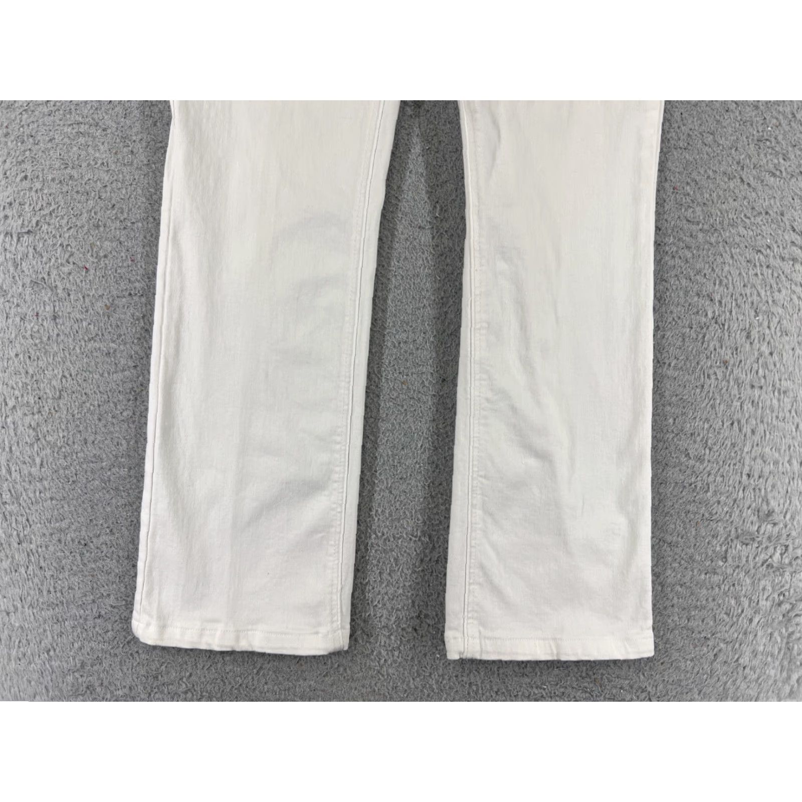 Denime Project Indigo Jeans Womens 10 White Denim Bootcut 27x27 Slim Embroidered Pockets Distressed 5-Pocket Style Regular Size 32" / US 10 / IT 46 - 2 Thumbnail