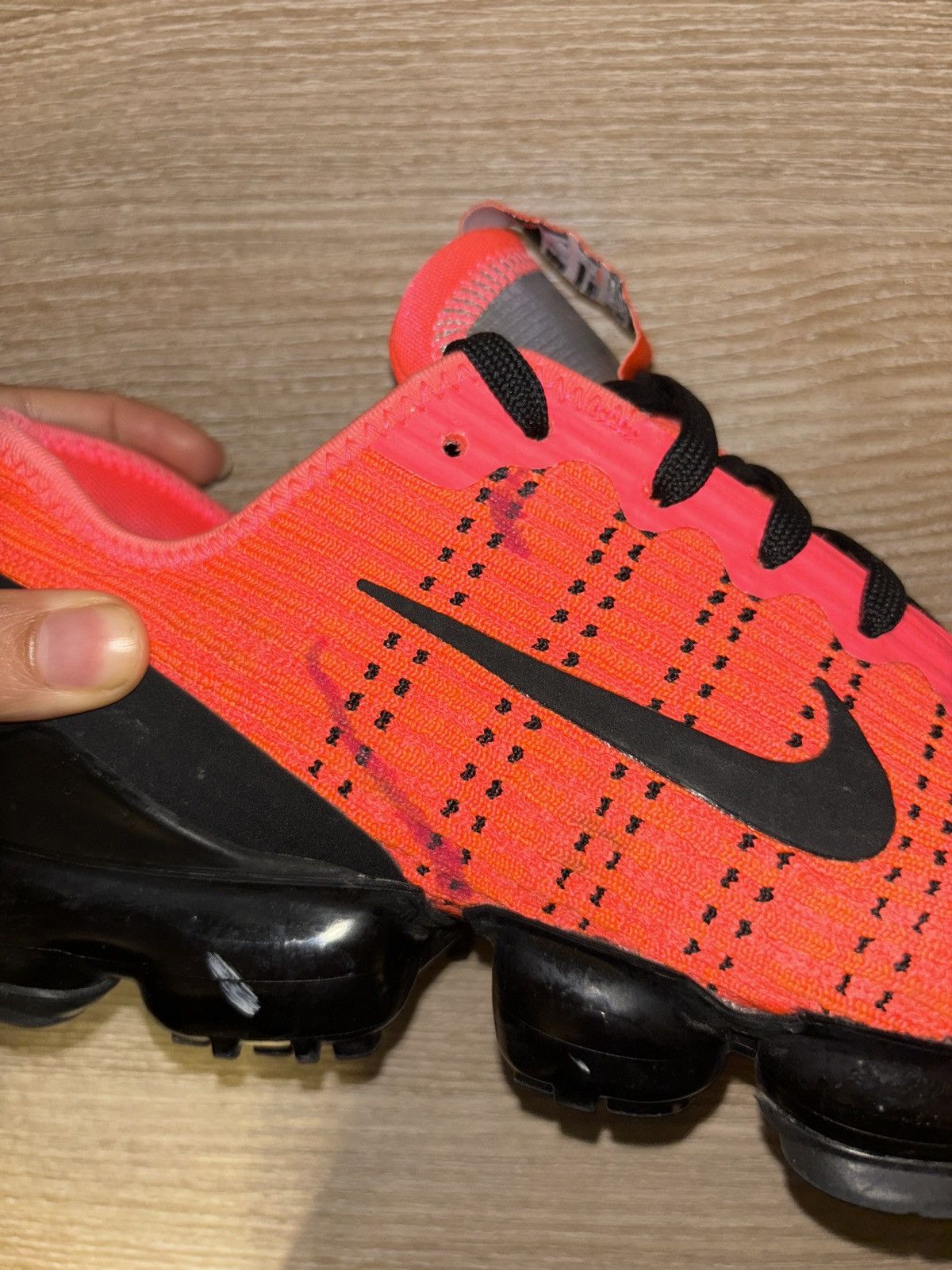 Nike Air VaporMax Flyknit 3 'Flash Crimson Black' Size US 6.5 / EU 39-40 - 7 Thumbnail