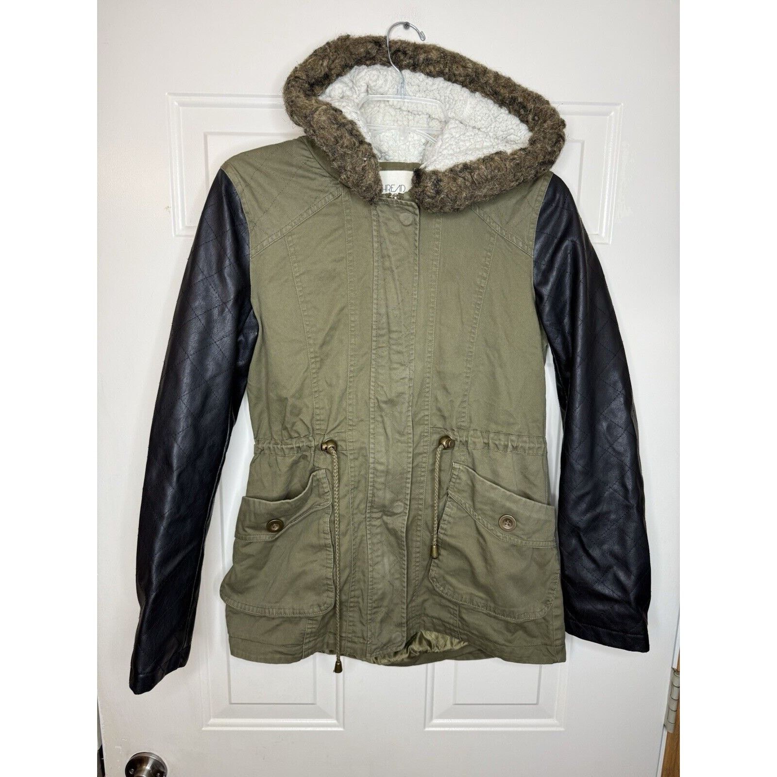 & Other Stories Thread & Supply Green Parka Jacket Women Small Faux Fur Hood Size S / US 4 / IT 40 - 2 Thumbnail