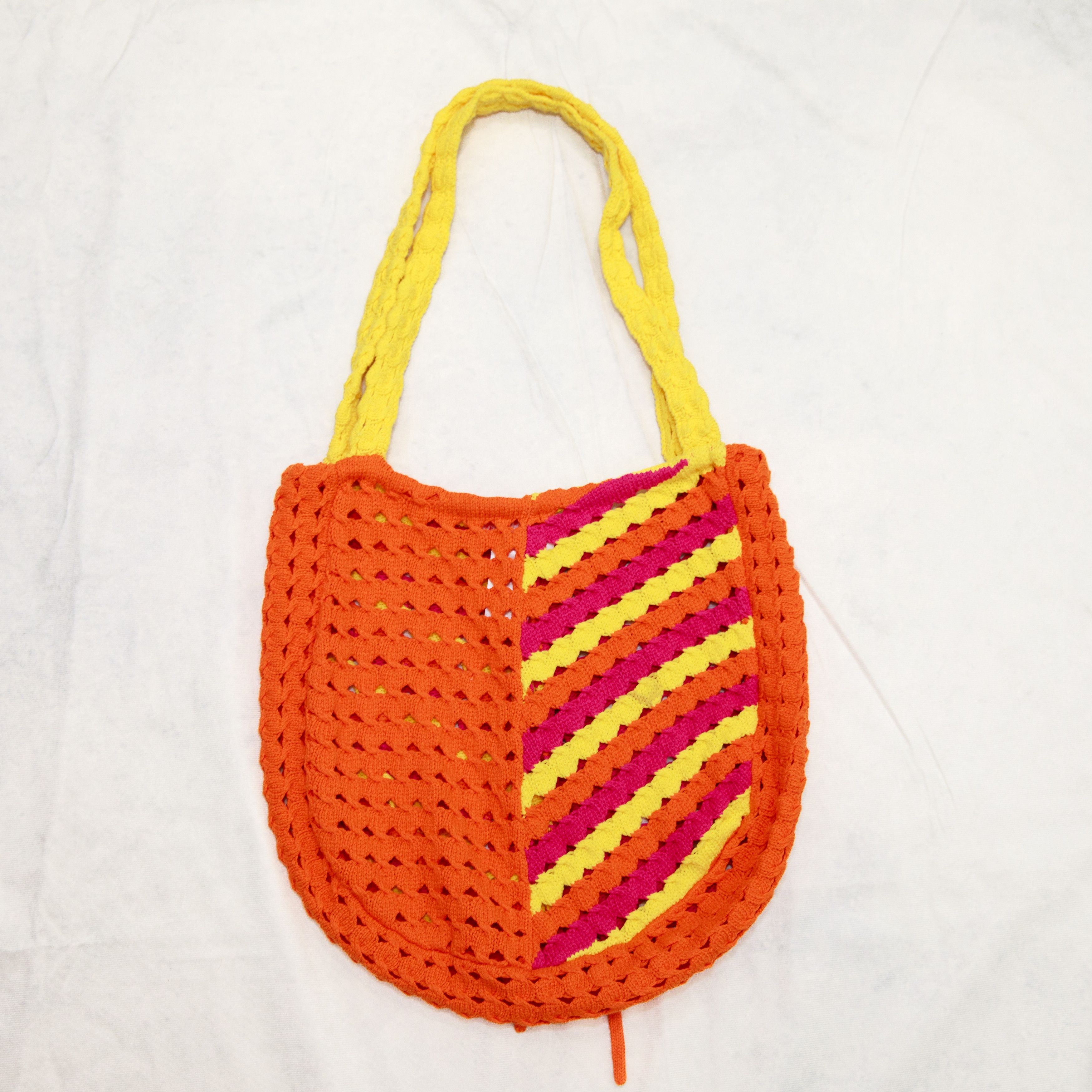 Solid & Striped Solid and Striped Slouchy Bag Pink Yellow Orange Crochet Size ONE SIZE - 7 Thumbnail