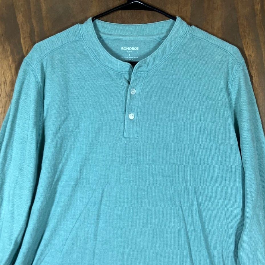 Bonobos Bonobos Mens Shirt Henley Slim Fit Long Sleeve Seafoam Green Large Size US L / EU 52-54 / 3 - 2 Thumbnail