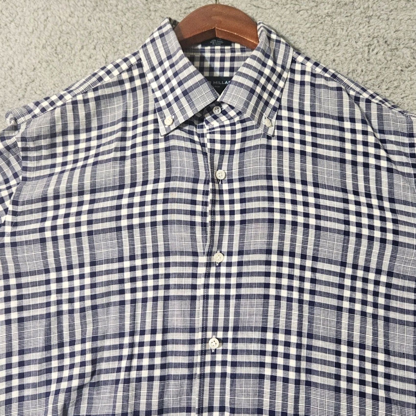 Peter Millar Peter Millar Collection Shirt Medium Blue White Plaid Chambray L/S Men's Summer Size US M / EU 48-50 / 2 - 2 Thumbnail
