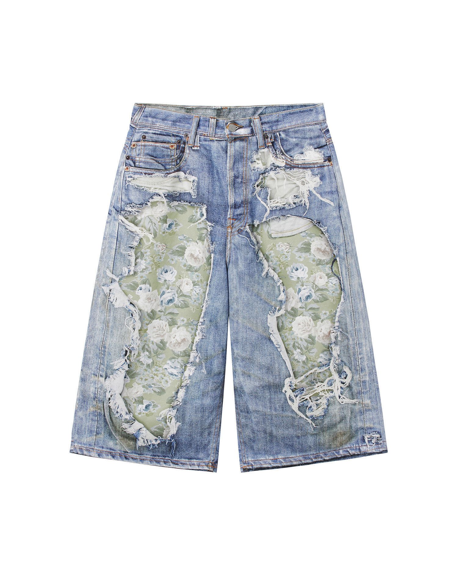 Acne Studios Acne Studios Ripped Floral Pieced Applied Denim Shorts Size 26" / US 2 / IT 38 - 1 Thumbnail