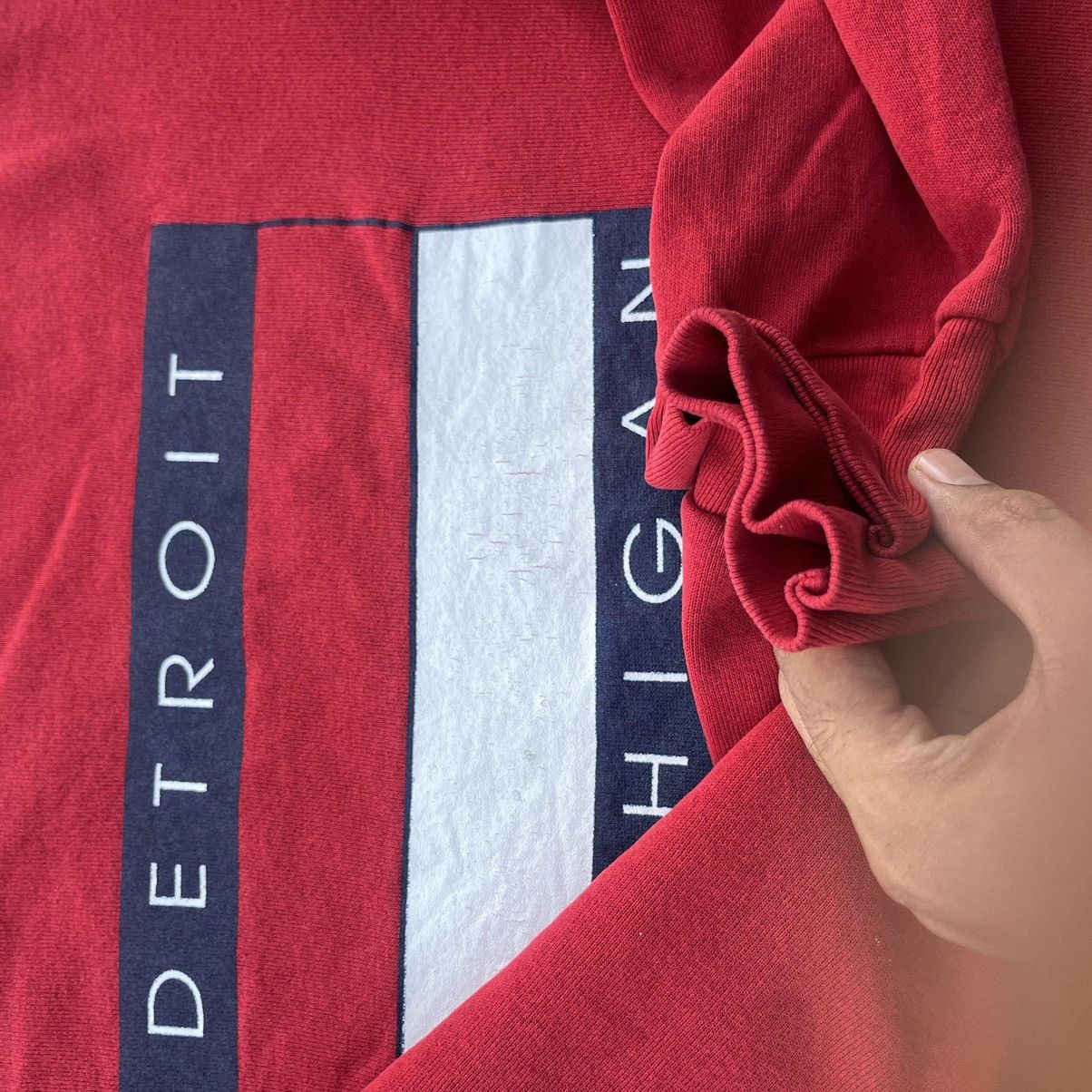 Delta × Vintage VINTAGE 90s DELTA TAG DETROIT MICHIGAN SPELLOUT SWEATSHIRT Size US L / EU 52-54 / 3 - 5 Thumbnail