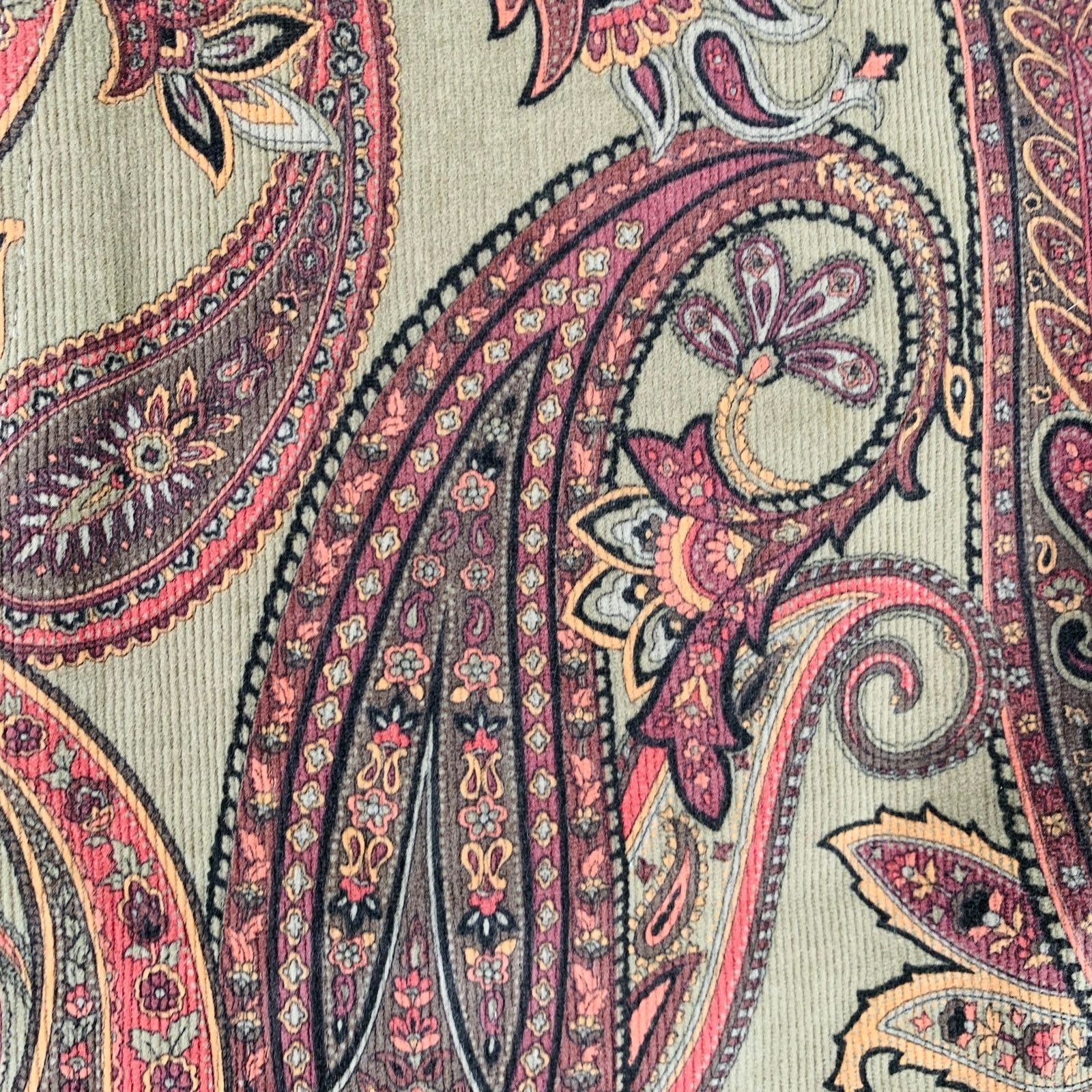 Needles Size M Brown Burgundy Green Paisley 5 Pocket Casual Pants Size US 29 - 2 Thumbnail