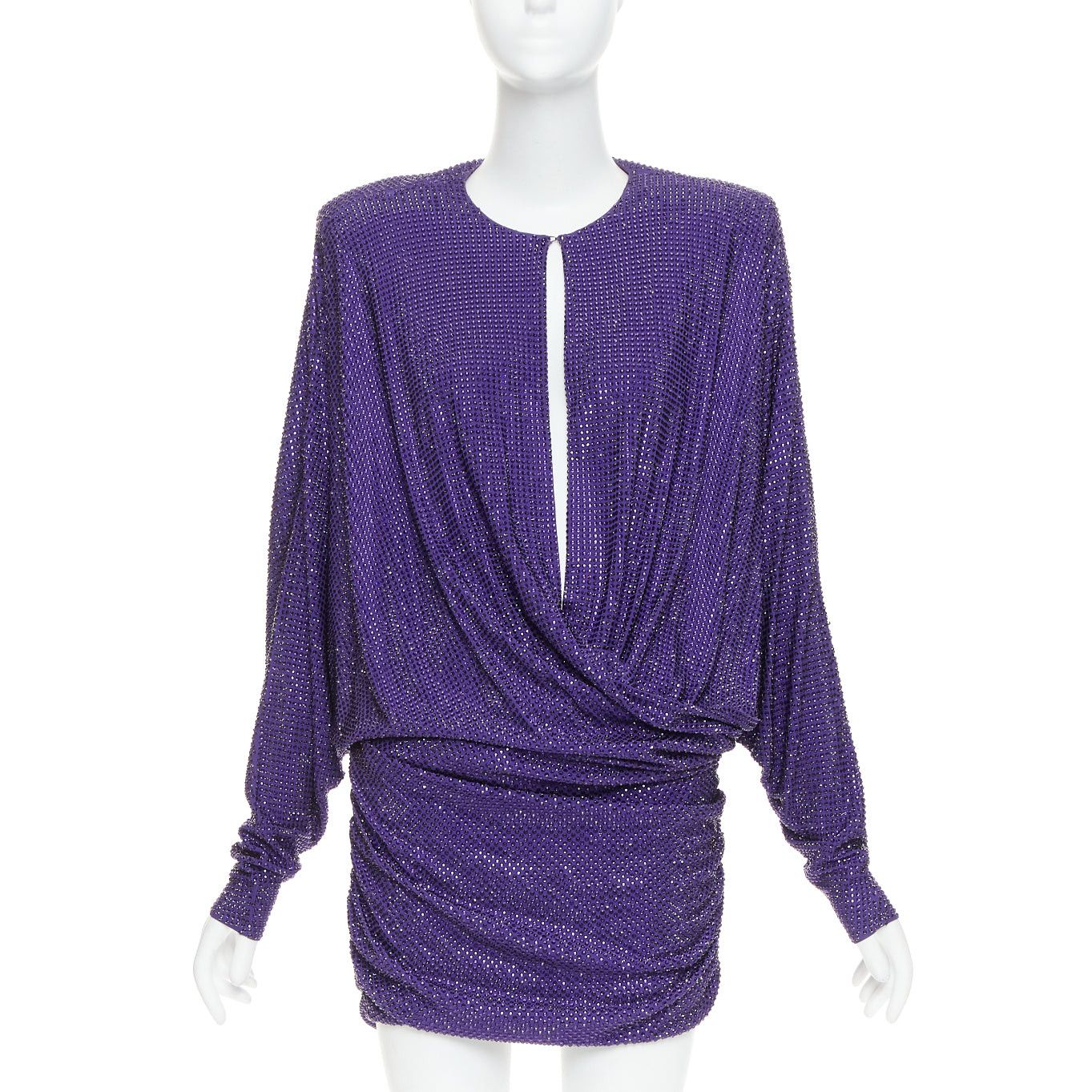 Alexandre Vauthier ALEXANDRE VAUTHIER COUTURE SS2018 Runway purple strass crystal power shoulder mini dress Size S / US 4 / IT 40 - 1 Thumbnail