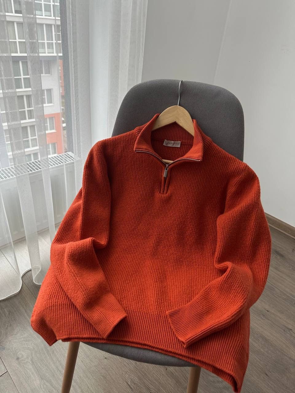 Japanese Brand × Vintage Vintage Faconeri Marino Wool Pullover 1/4 zip Orange Sweater Size US M / EU 48-50 / 2 - 4 Thumbnail