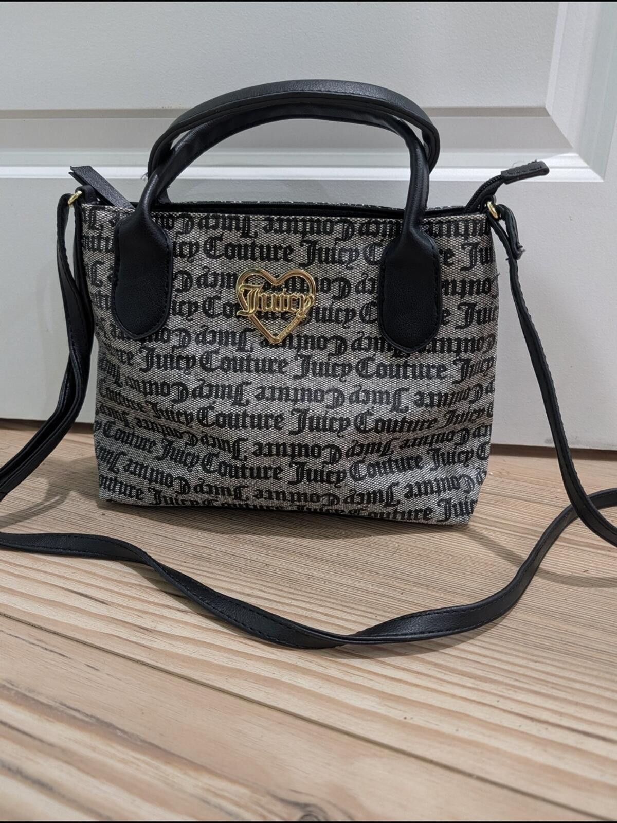 Juicy Couture Jeans Juicy Couture Black Logo Print Mini Satchel - Black/Gray Size ONE SIZE - 7 Thumbnail