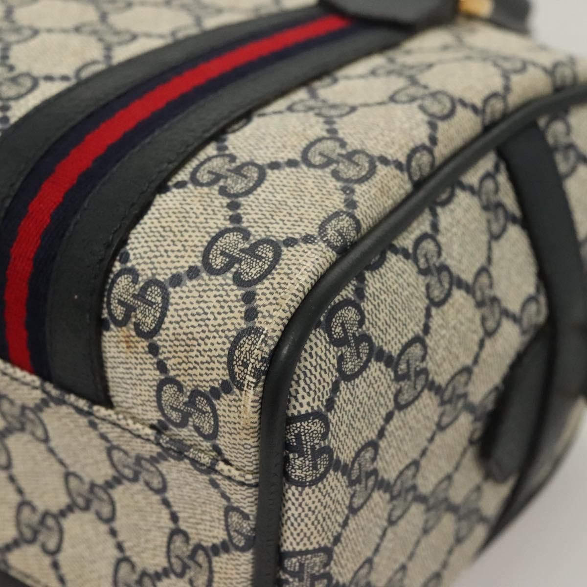 Gucci GUCCI GG Supreme Sherry Line Hand Bag Pvc Navy Gold Red Size ONE SIZE - 13 Thumbnail