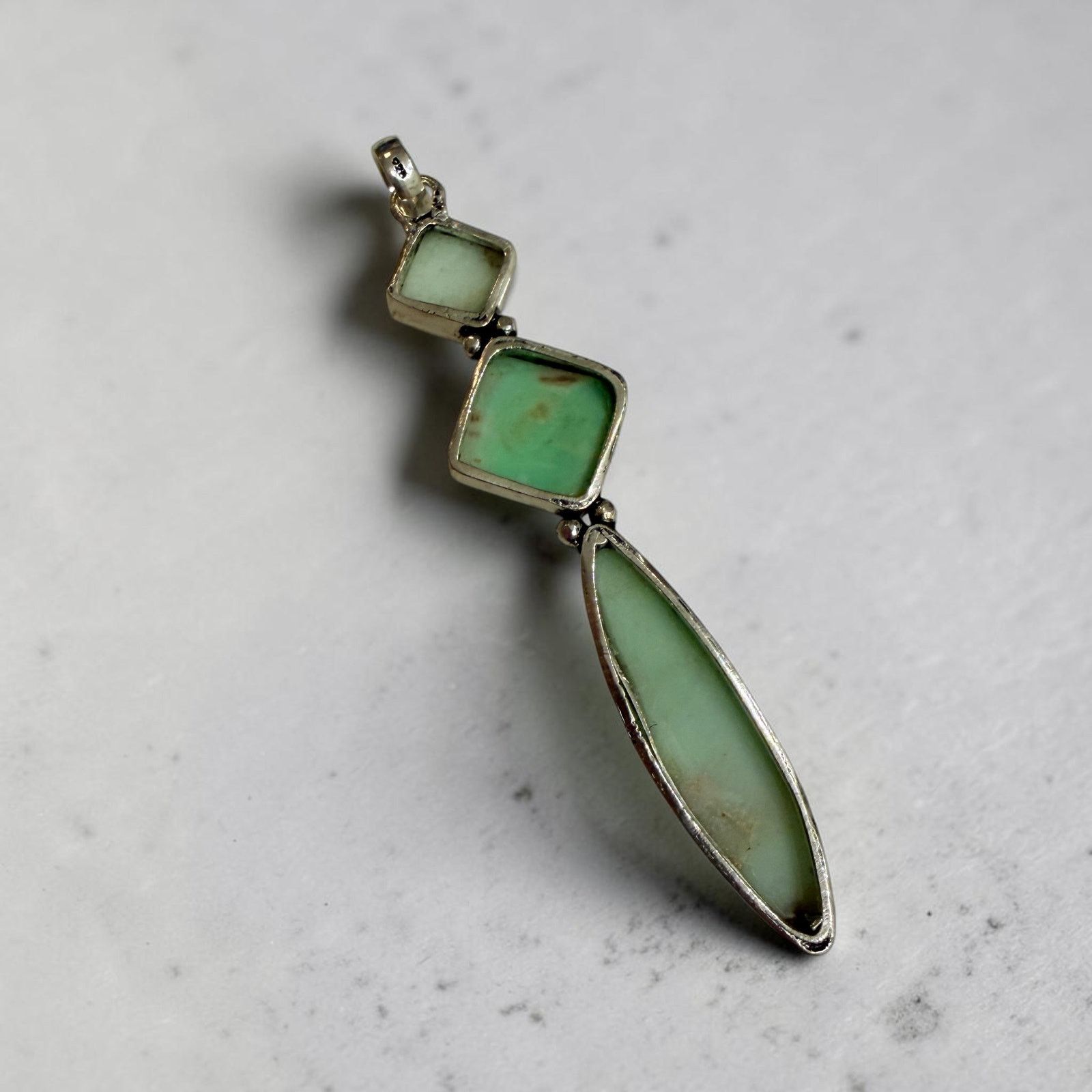 The Unbranded Brand Chrysoprase Geometric Pendant 925 Silver Overlay Size ONE SIZE - 2 Thumbnail
