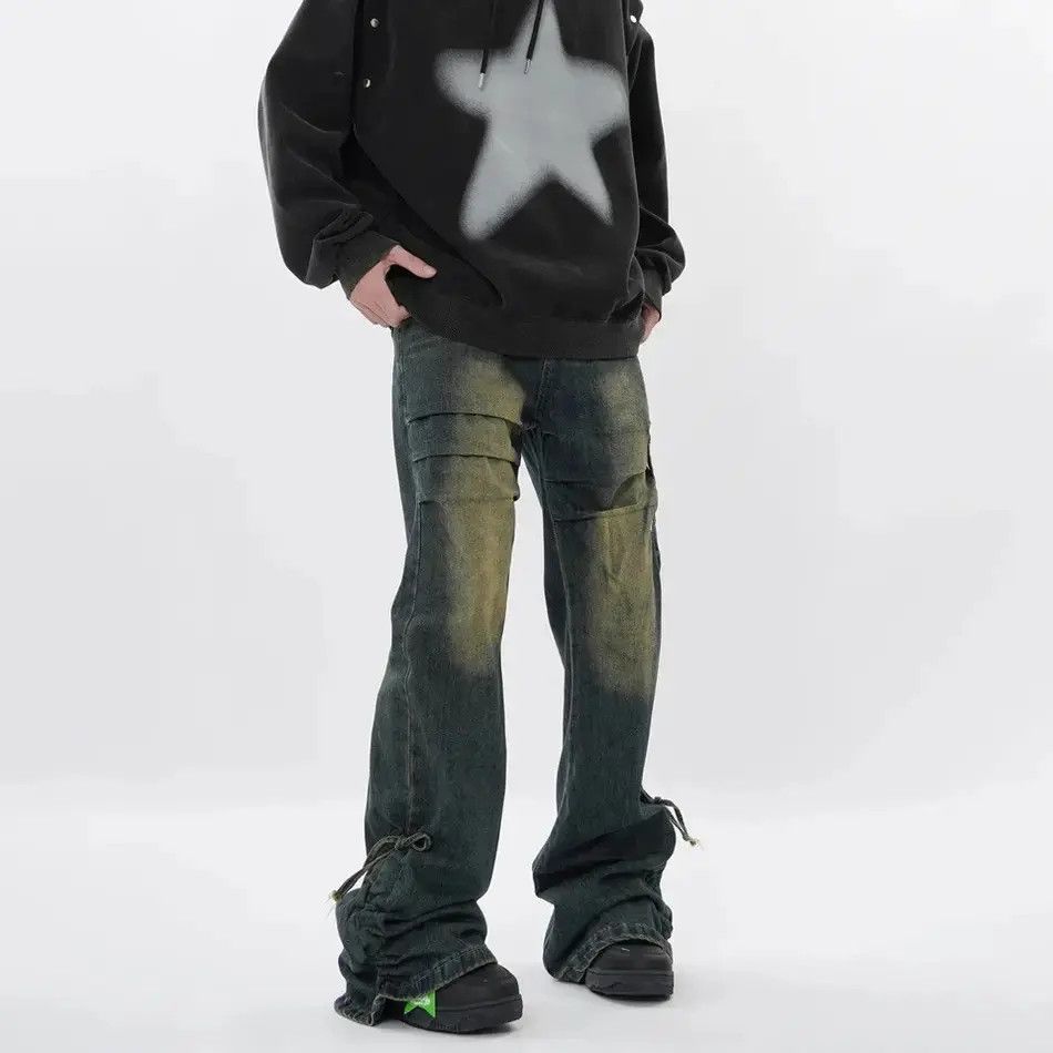 Flare Jeans Men Y2k Streetwear Autumn Casual