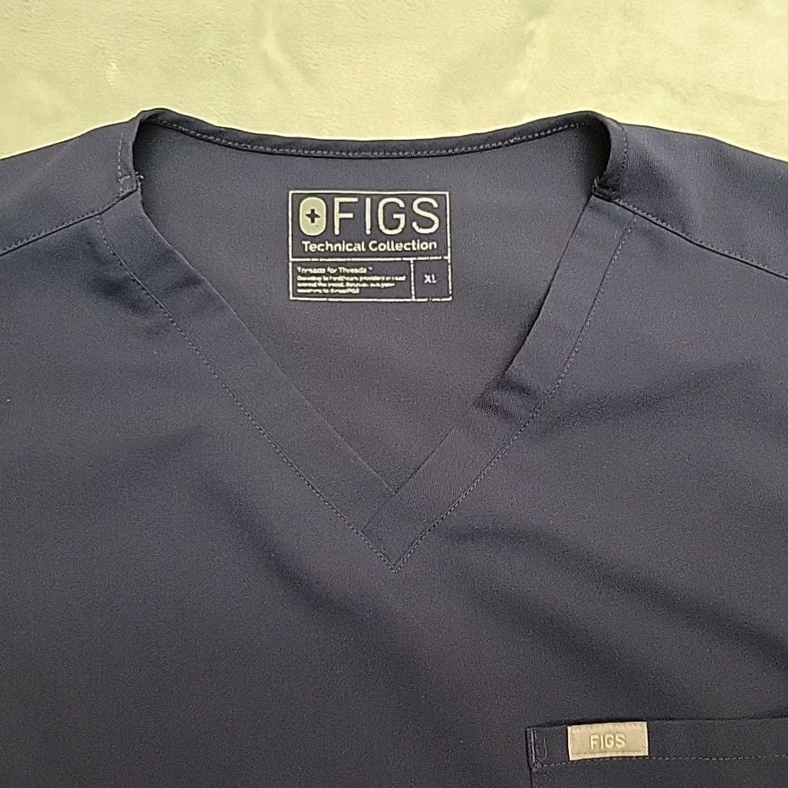 Vintage Figs Scrub Top Womens XL Blue Technical Collection Pocket Stretch Blend Casual Size XL / US 12-14 / IT 48-50 - 2 Thumbnail