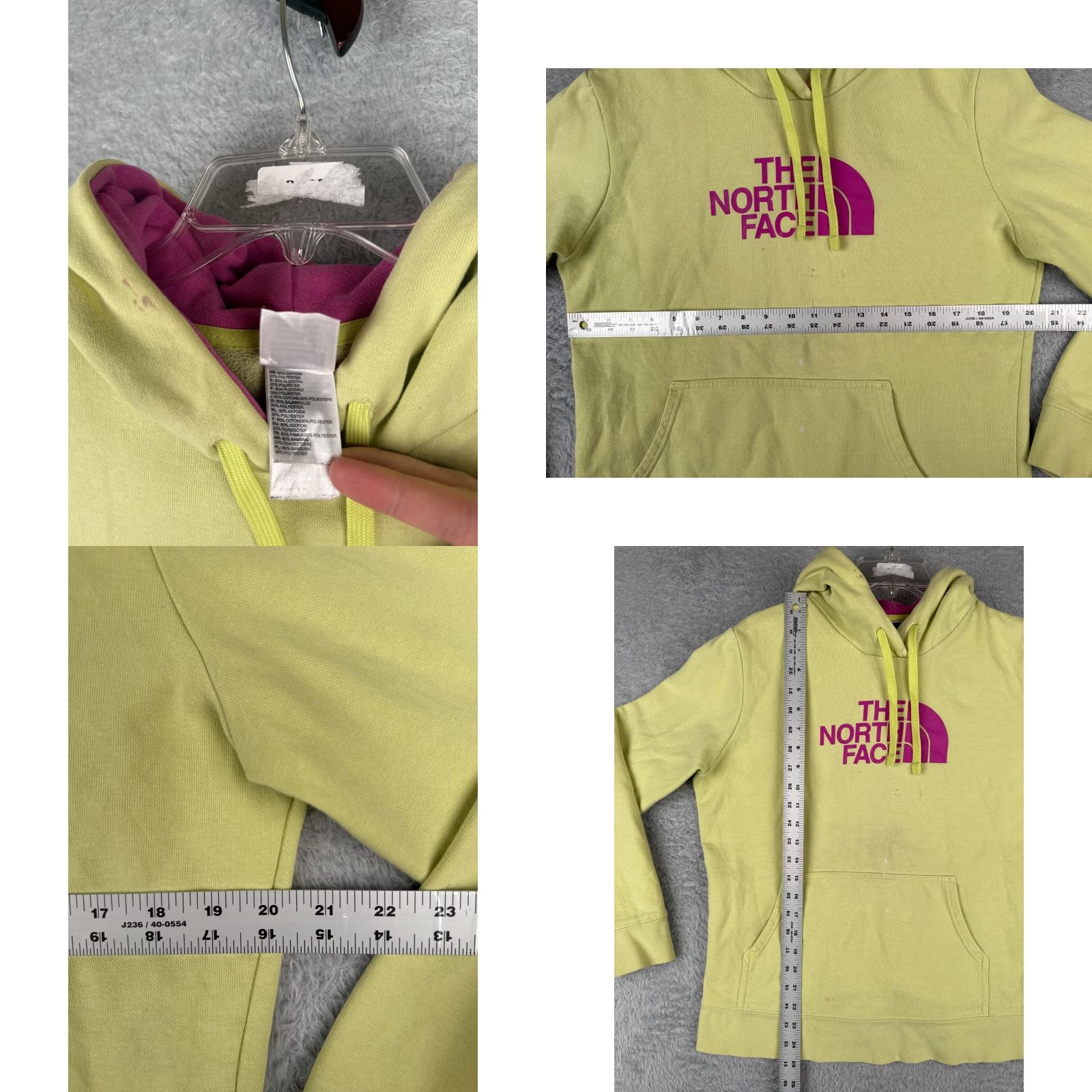 The North Face The North Face Womens Large Yellow Pullover Hoodie Sweatshirt Jers ey Cotton Blend All Seasons Zip Logo Size L / US 10 / IT 46 - 8 Thumbnail