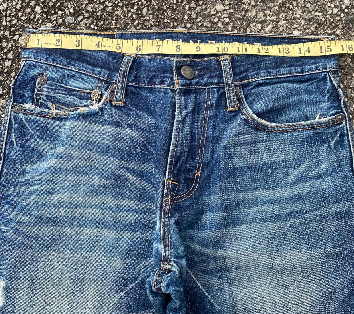 If Six Was Nine Vintage American Eagle Flared Distressed Denim Size US 31 - 5 Thumbnail