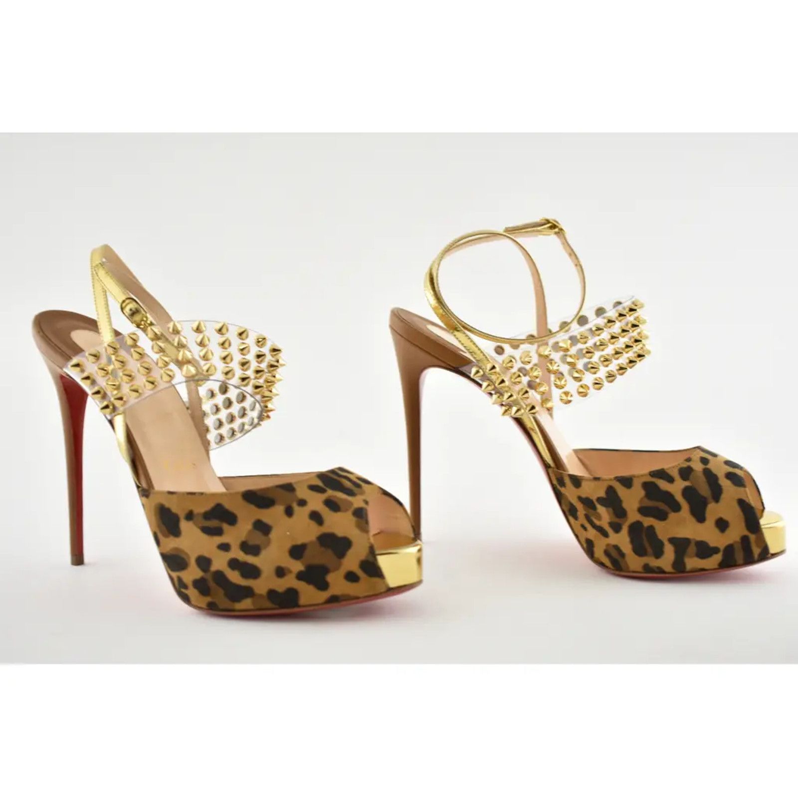 Christian Louboutin Levitagirl 120 Leopard PVC Spike Ankle Strap Heel Pump 36 Size US 6 / IT 36 - 4 Thumbnail