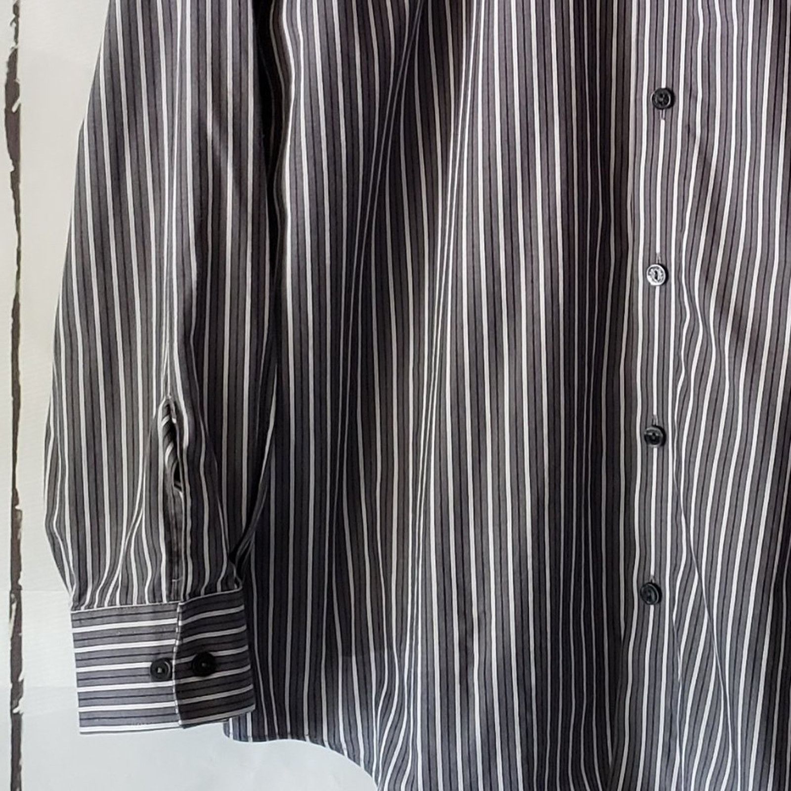 Kenneth Cole Kenneth Cole Reaction Grey Striped Button Dress Shirt L Size US L / EU 52-54 / 3 - 3 Thumbnail