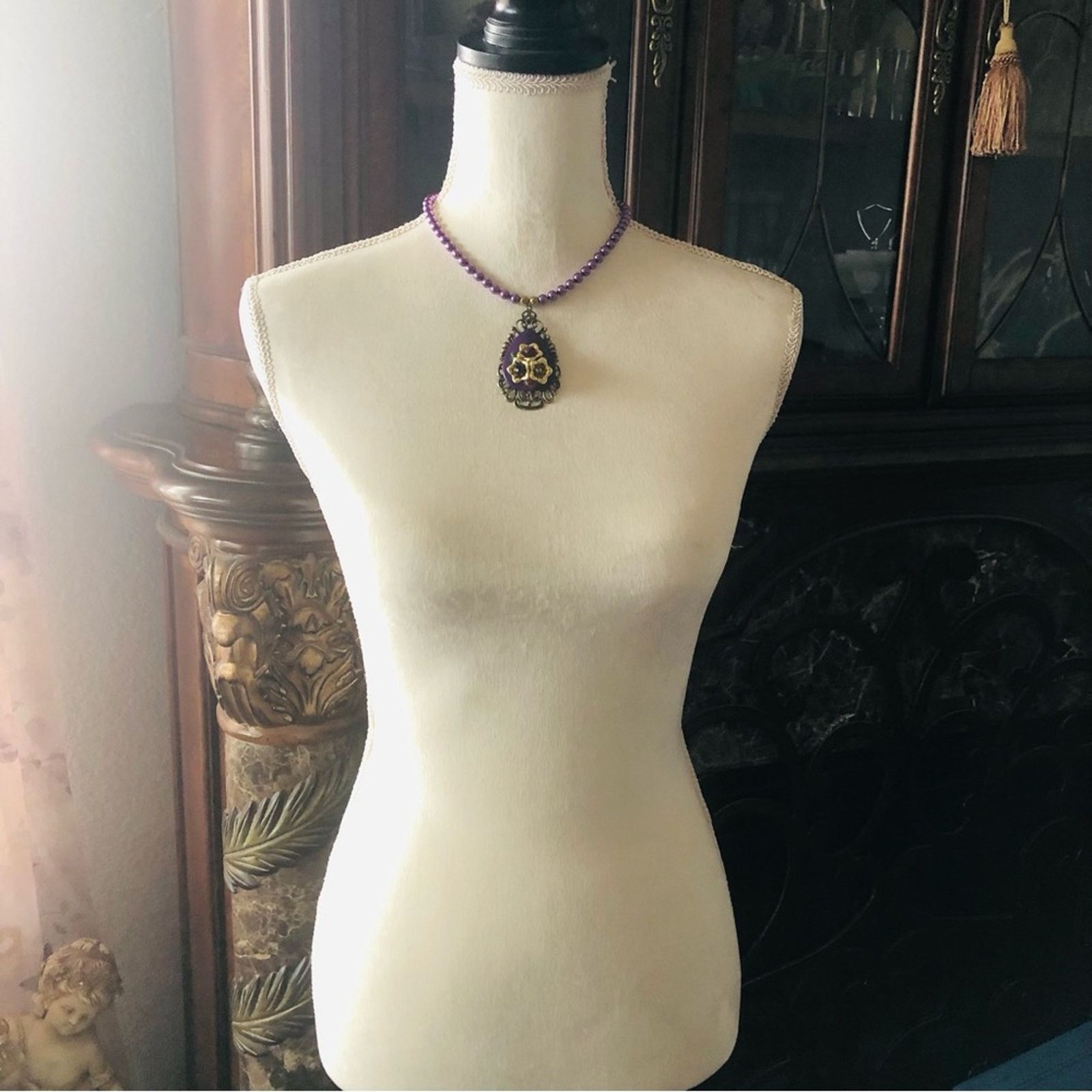 Handmade Handcrafted repurpose filigree bead cluster Pearl necklace Size ONE SIZE - 6 Thumbnail