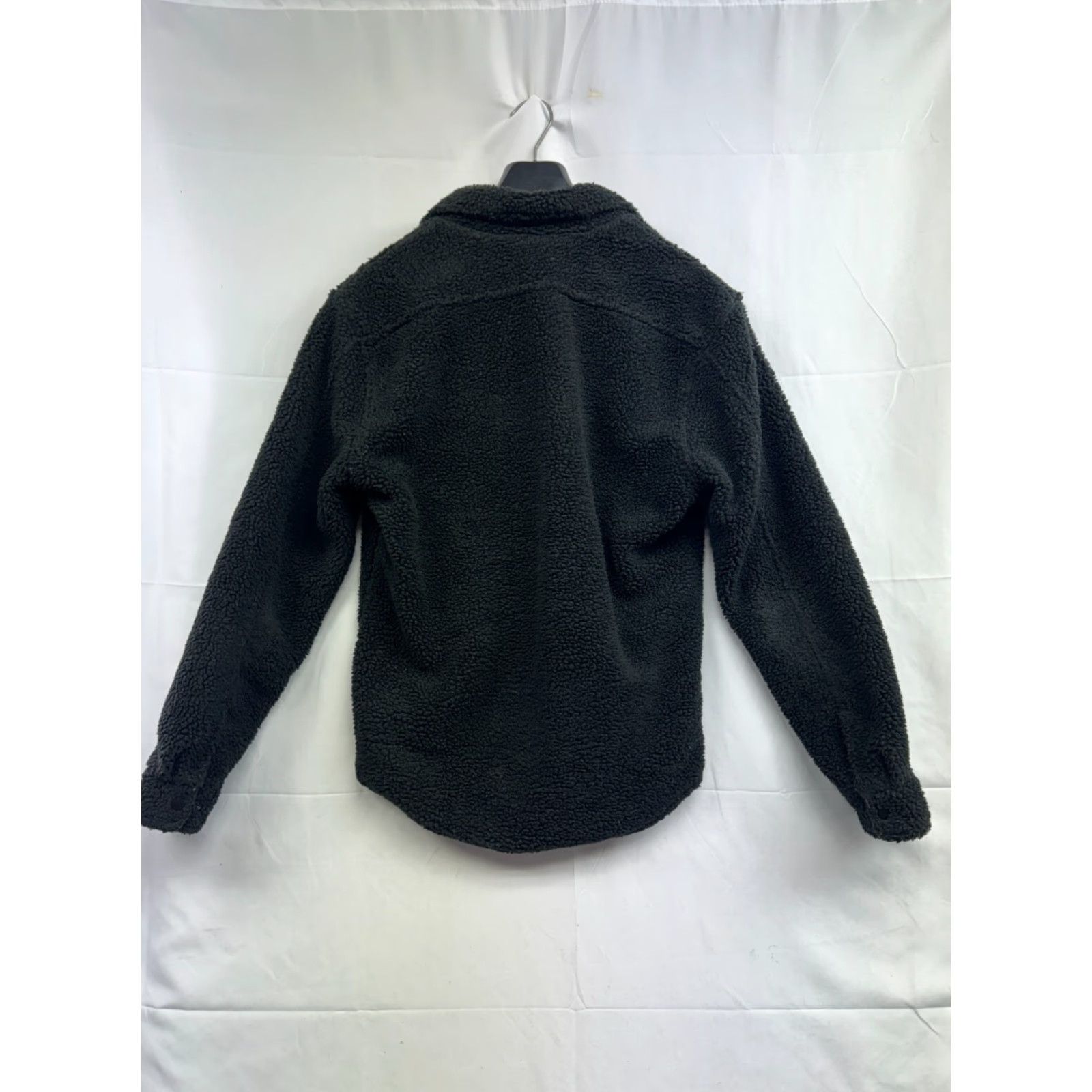 Express EXPRESS Black Flannel Jacket Mens S Snap Up Winter Faux Fur Lining Regular Everyday Vibrant Solid - Express Size US S / EU 44-46 / 1 - 2 Thumbnail