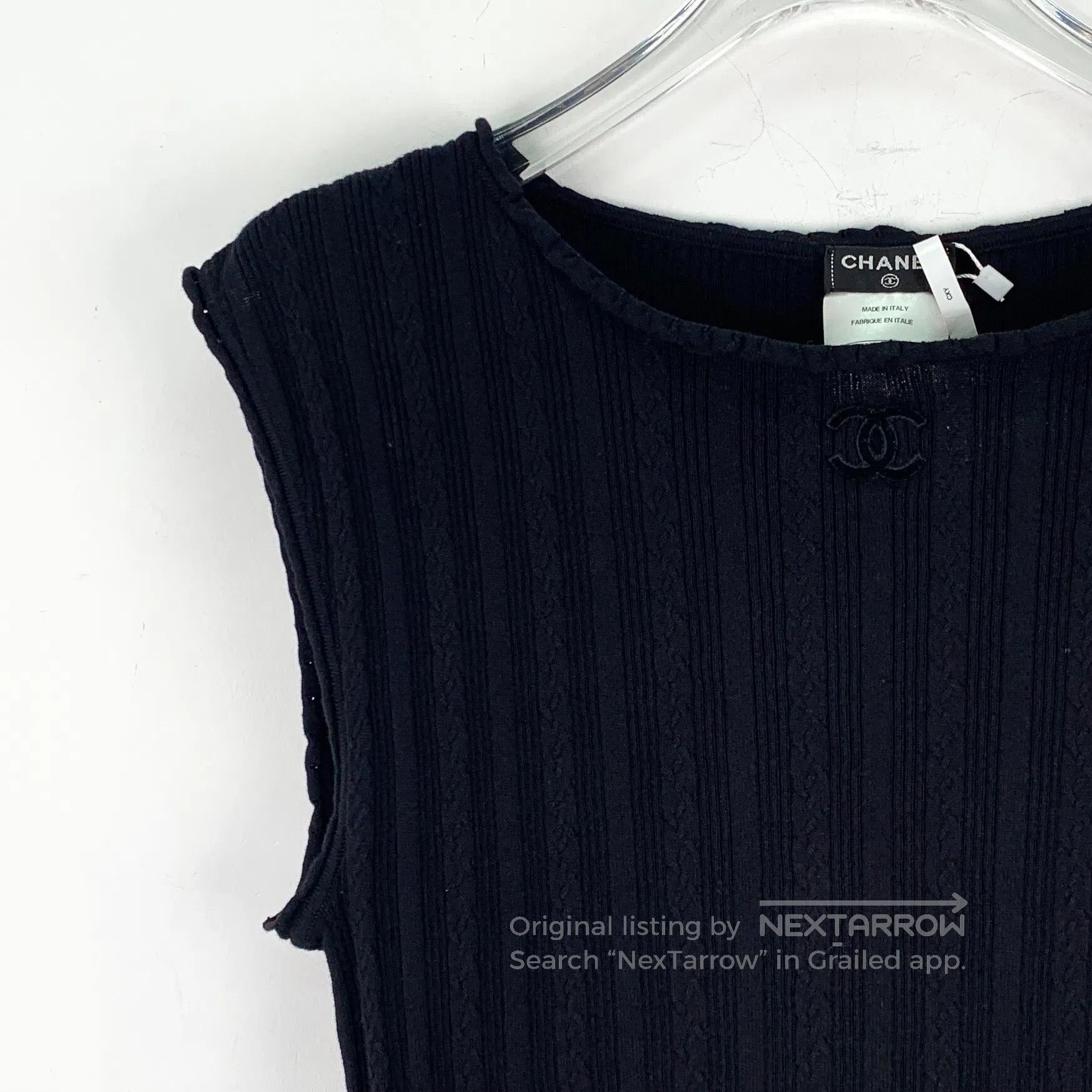 Chanel Chanel Black double C cotton crew neck sleeveless knit ves Size XS / US 0-2 / IT 36-38 - 3 Thumbnail