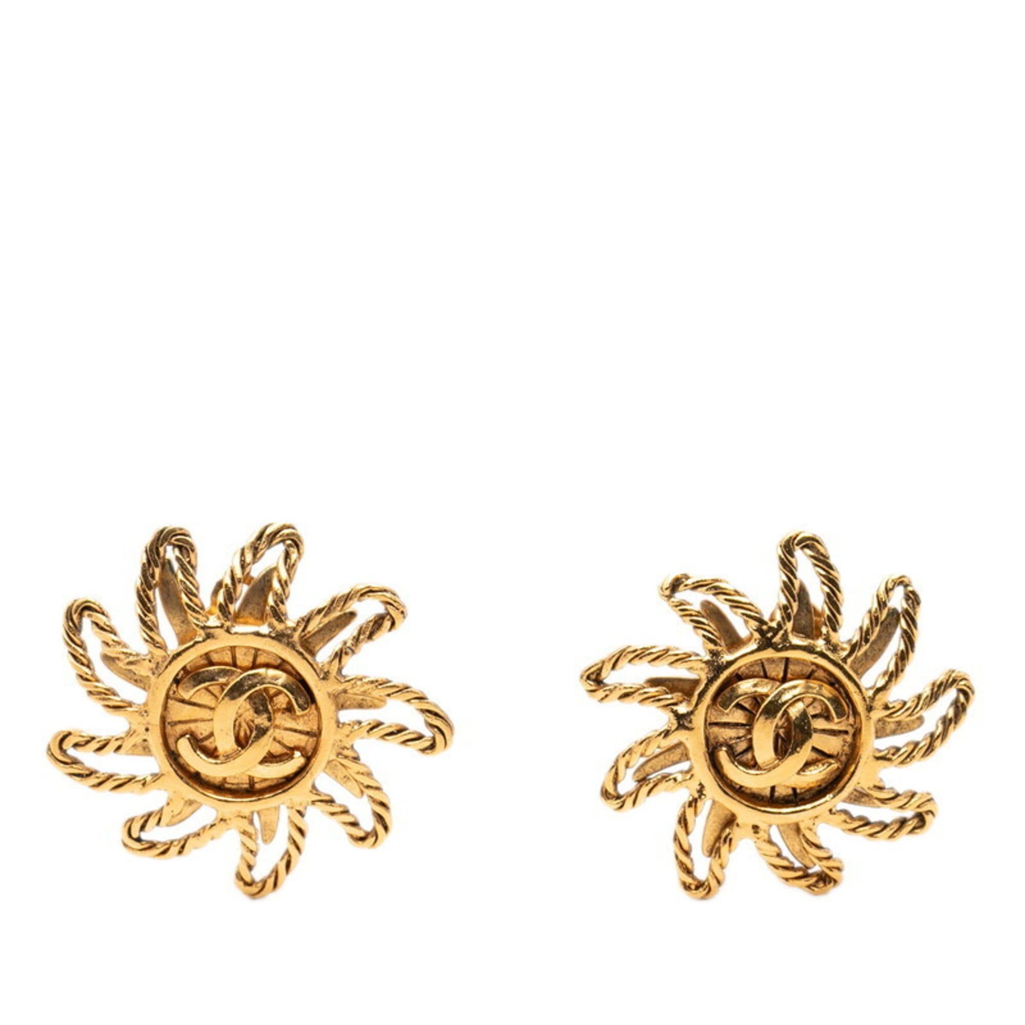 Chanel Chanel Coco Mark Sun Motif Earrings, Gold Plated, Women's CHANEL Size ONE SIZE - 1 Thumbnail