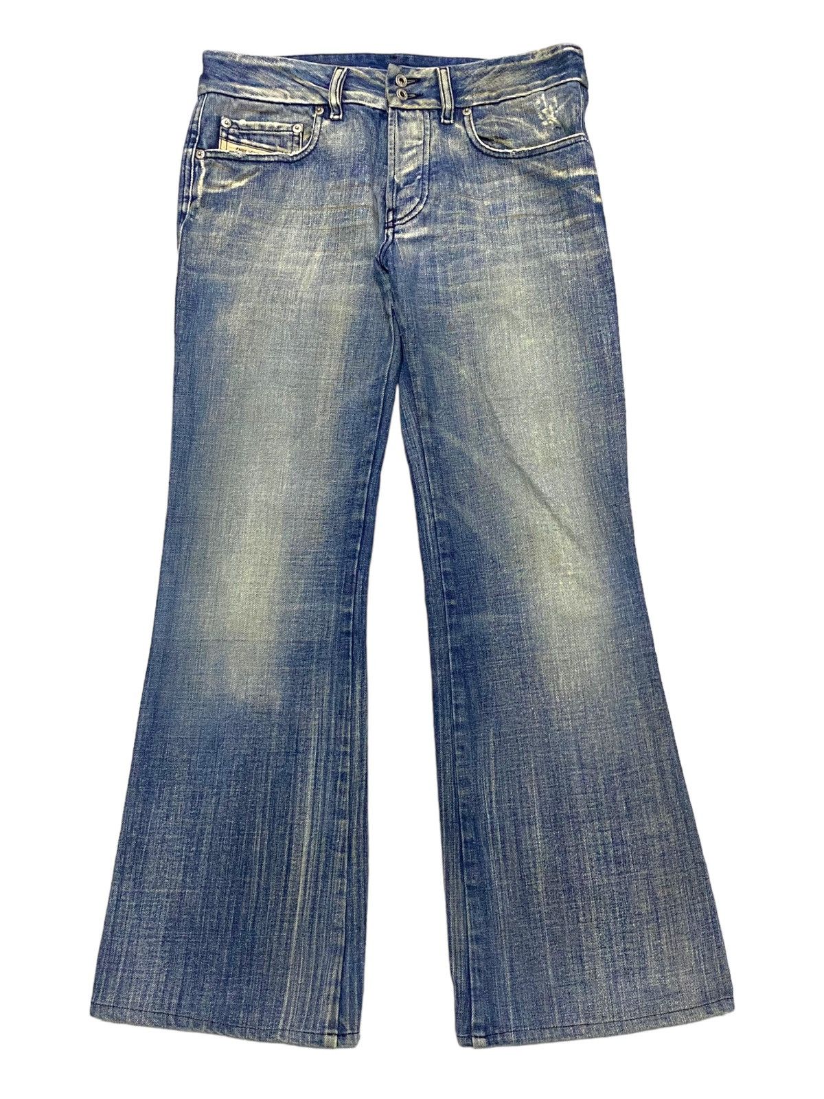 14th Addiction × If Six Was Nine × Le Grande Bleu (L.G.B.) Flare Diesel Low Rise Mud Washed Light Whisker Distressed Size US 30 / EU 46 - 3 Thumbnail
