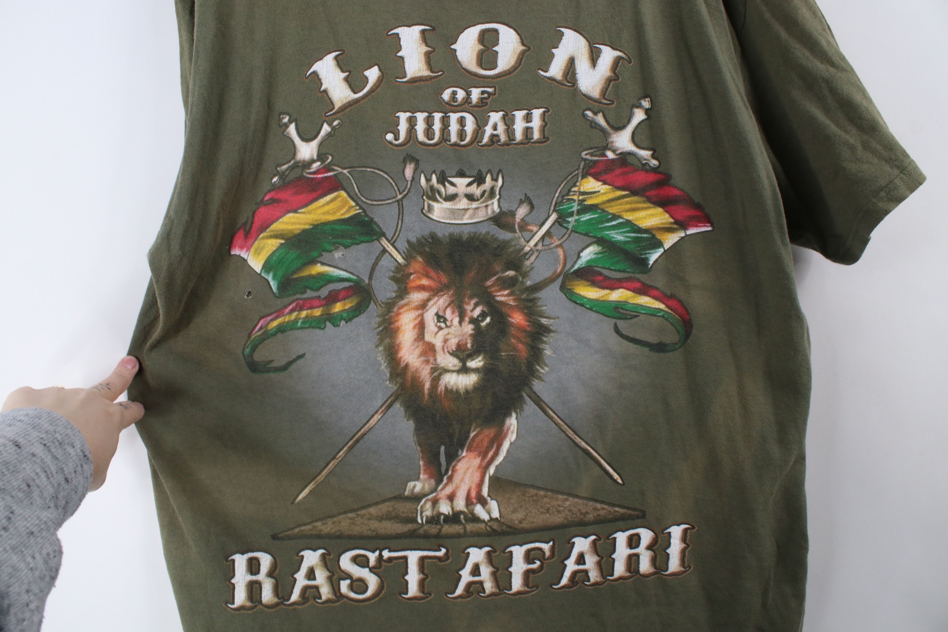 Vintage Vintage 90s Y2K Streetwear Lion of Judah Rastafari T-Shirt Size US XL / EU 56 / 4 - 5 Thumbnail