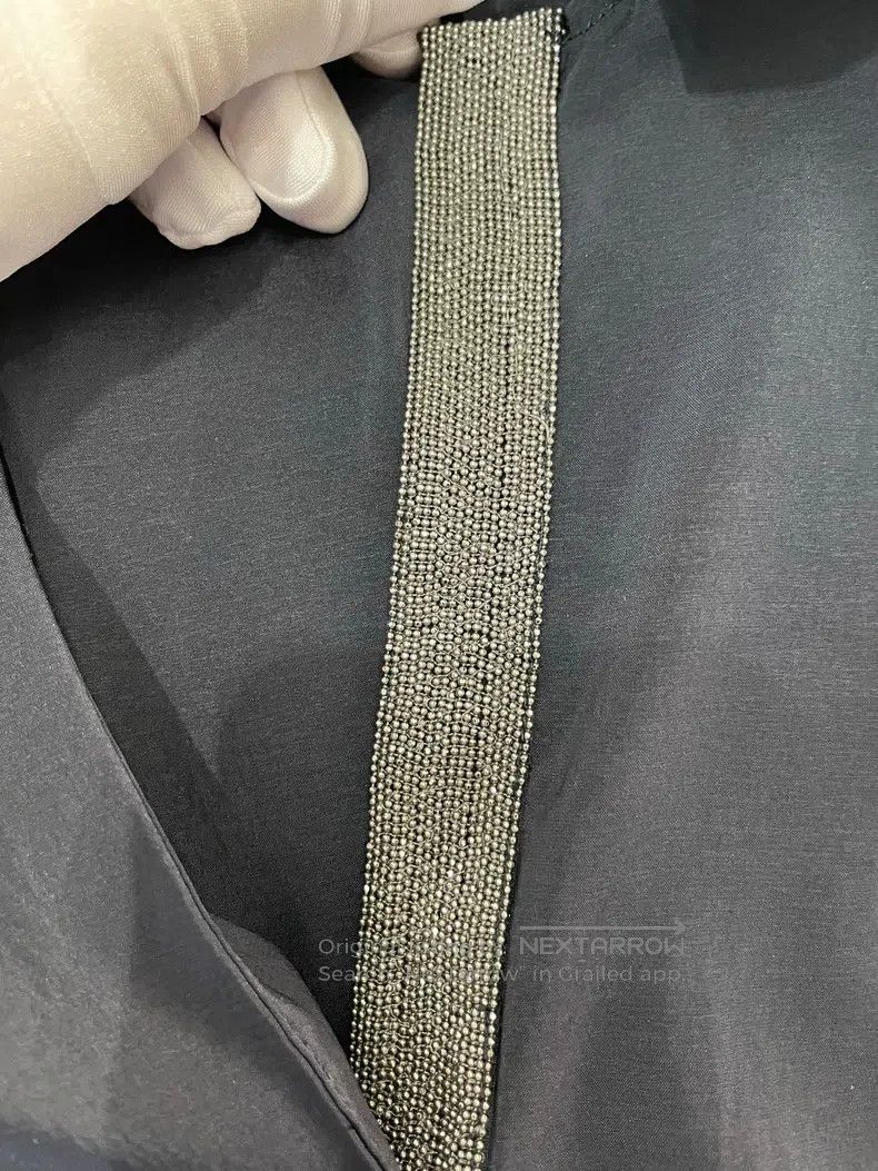 Brunello Cucinelli Brunello Cucinelli Navy Silk Beaded Vest Size M / US 6-8 / IT 42-44 - 3 Thumbnail