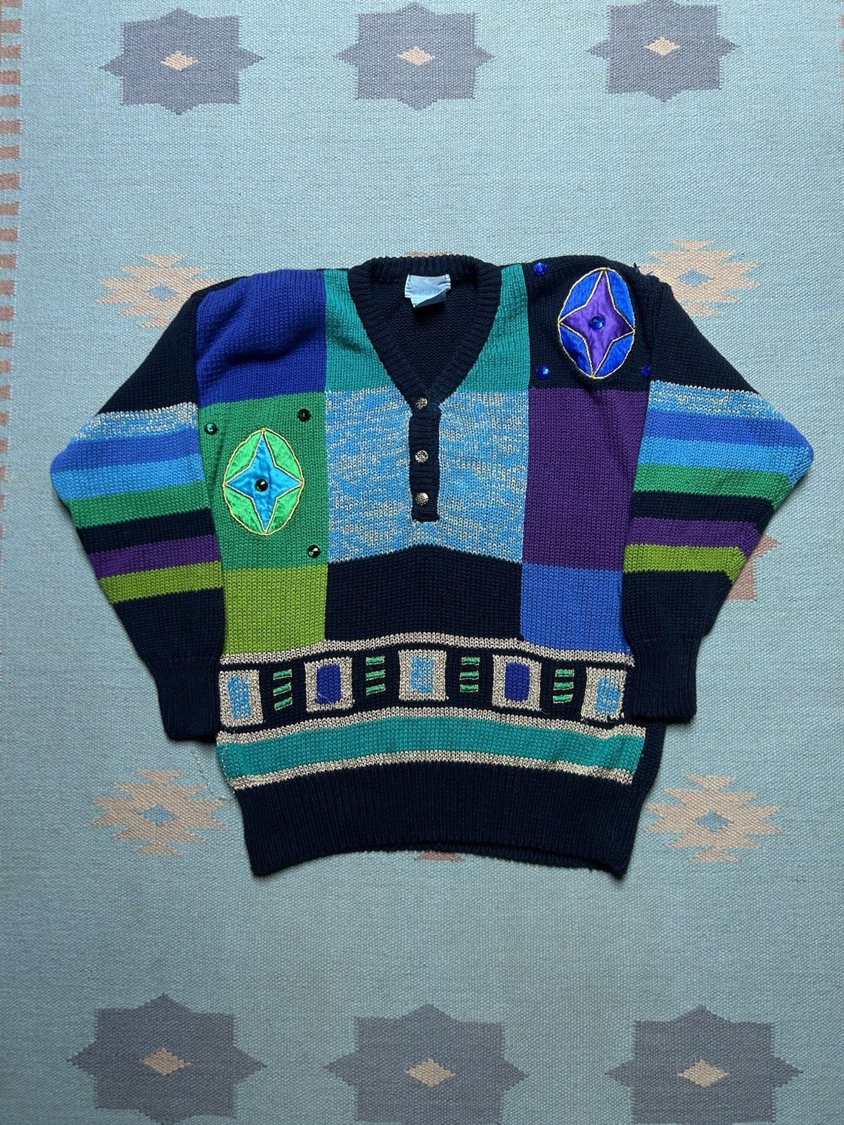 Vintage Vtg Venezia sweater ramie cotton knit sparkles shiny medium Size M / US 6-8 / IT 42-44 - 1 Thumbnail