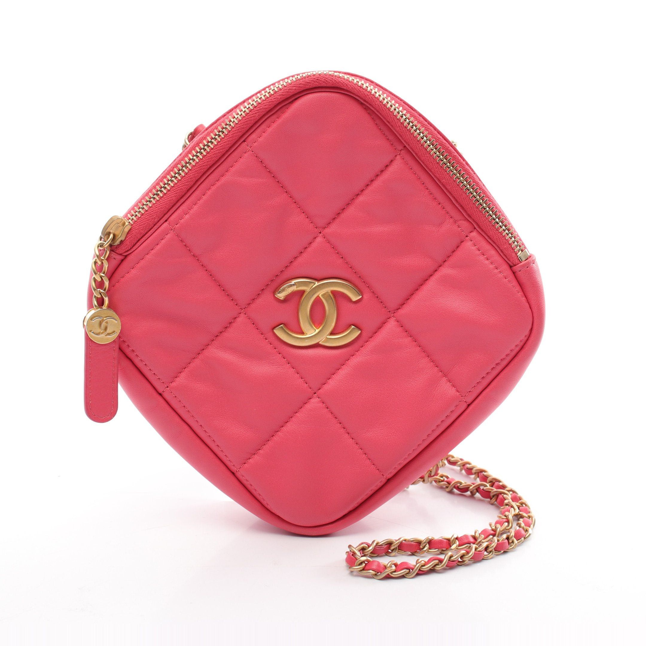 Chanel Matelasse Chain Shoulder Bag Lambskin Pink Gold Hardware