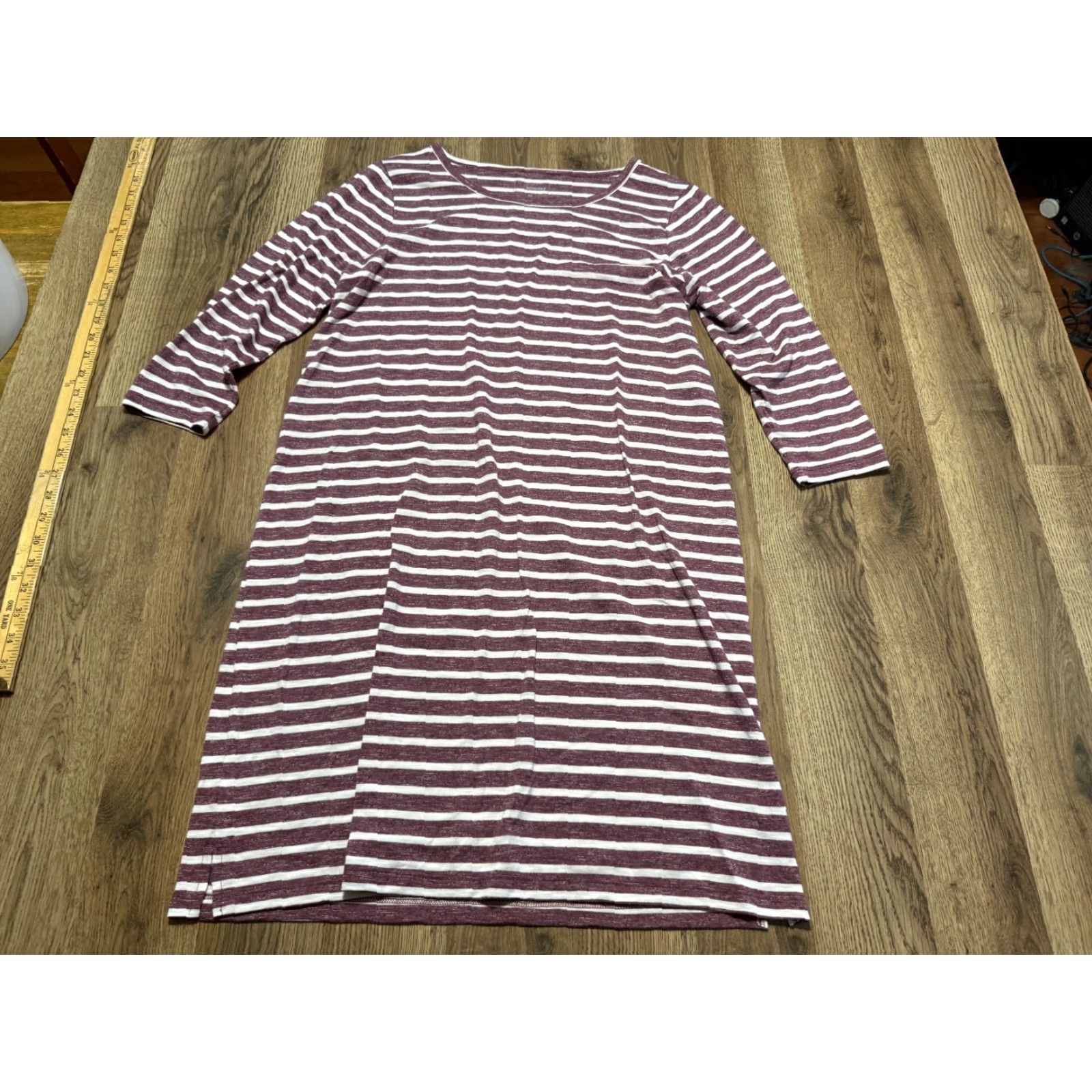 Vintage Sonoma Dress Women's Medium Purple White Striped Long Sleeve Dress Size M / US 6-8 / IT 42-44 - 2 Thumbnail