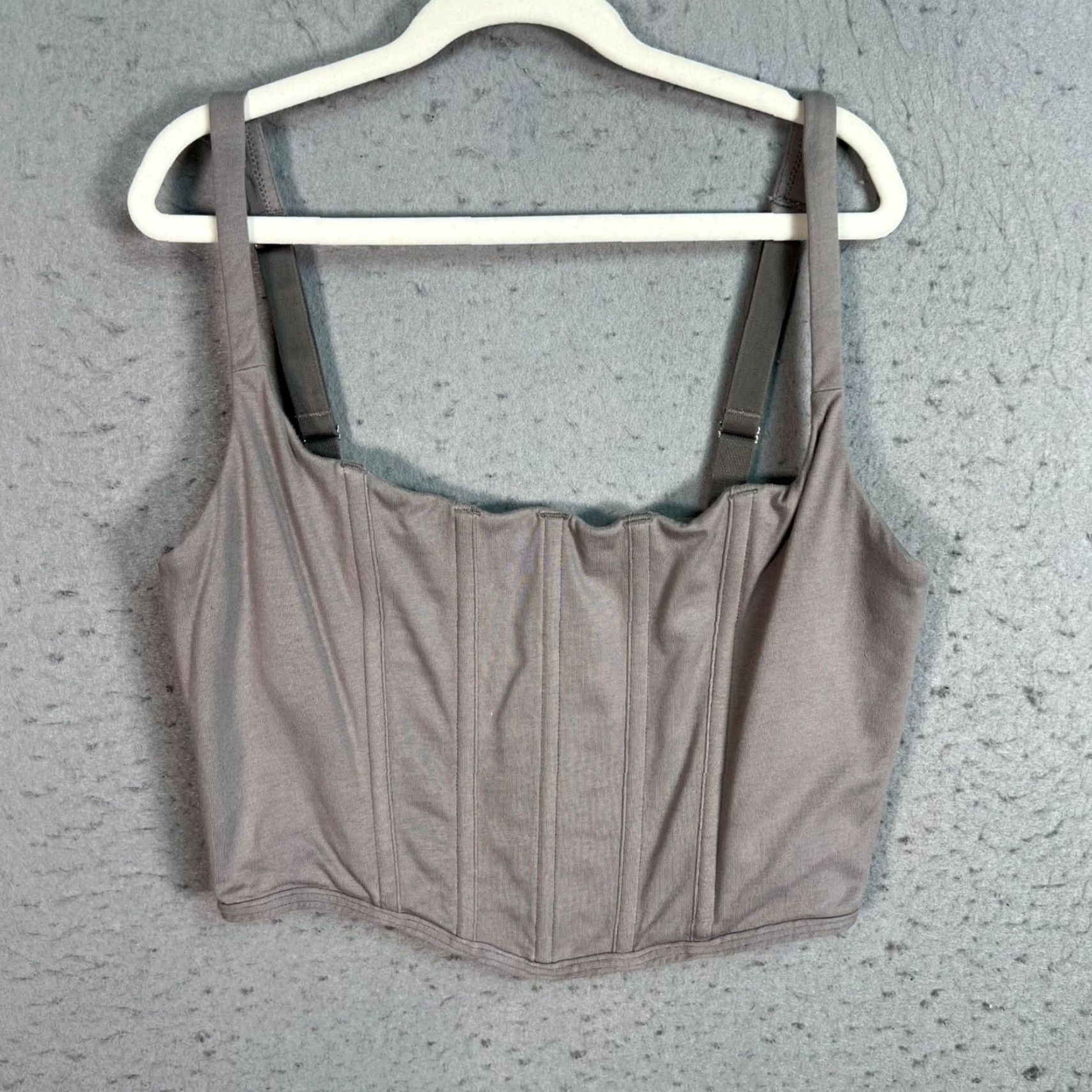 SKIMS Skims Cropped Tank Womens Medium Gray Cotton Blend Corset Top I Size M / US 6-8 / IT 42-44 - 2 Thumbnail