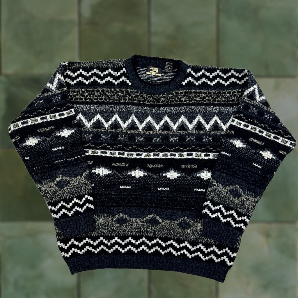 Vintage VINTAGE rue21 Mens Sweater Adult Large Geometric Knit Acrylic Hipster Y2K 90s Mens Size US L / EU 52-54 / 3 - 1 Thumbnail