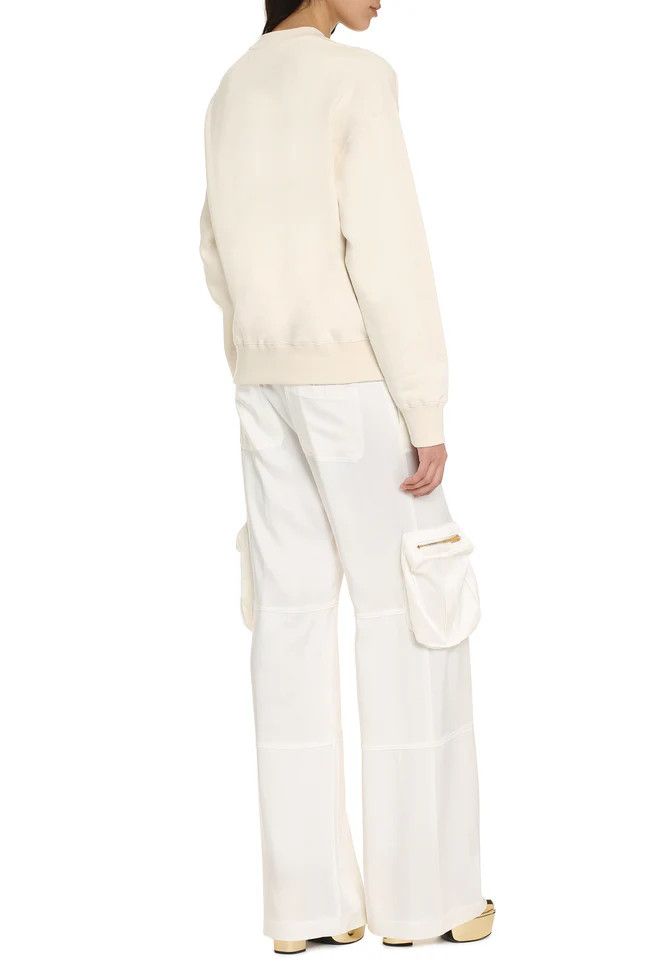 Jil Sander o1mle0824 Logo Detail Cotton Sweatshirt in Off White Size M / US 6-8 / IT 42-44 - 4 Thumbnail