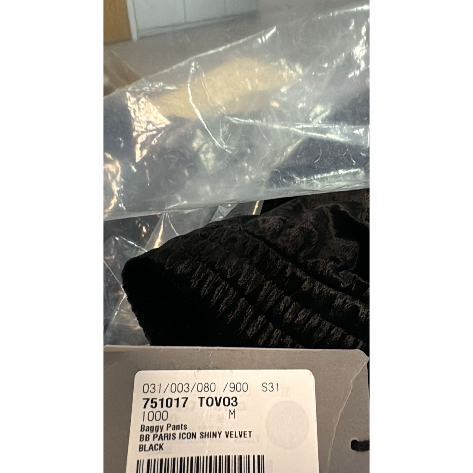 Balenciaga o1rshd1 Baggy Pants BB Paris Icon Shiny Velvet in Black Size US 32 / EU 48 - 14 Thumbnail