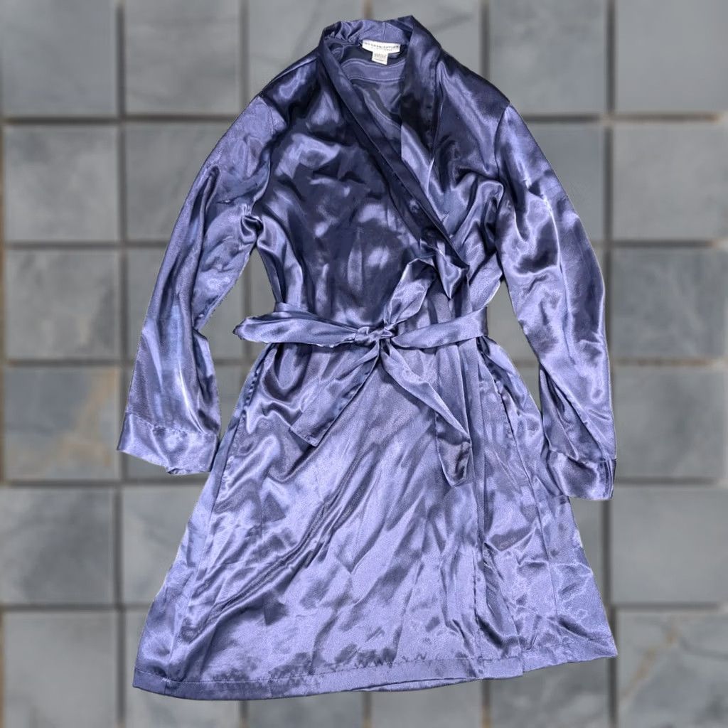 Vintage VINTAGE MORGAN TAYLOR INTIMATES Satin Gown Robe Purple Size L Belt Womens Size ONE SIZE - 1 Thumbnail