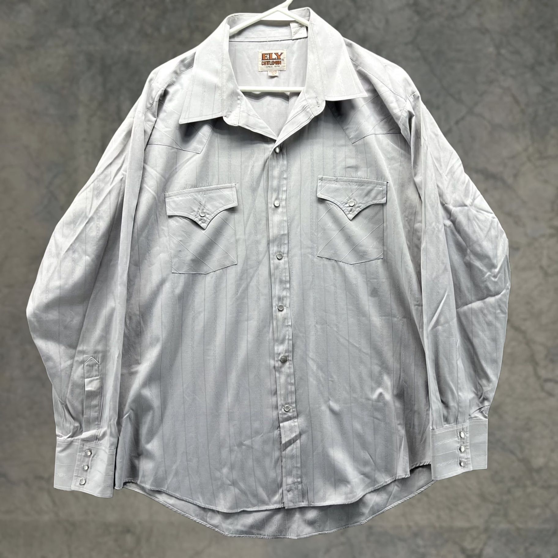 Vintage Ely Cattleman Shirt Mens XL Gray Stripe Long Sleeve Western Snap Front Cowboys Shirt Size US XL / EU 56 / 4 - 1 Thumbnail
