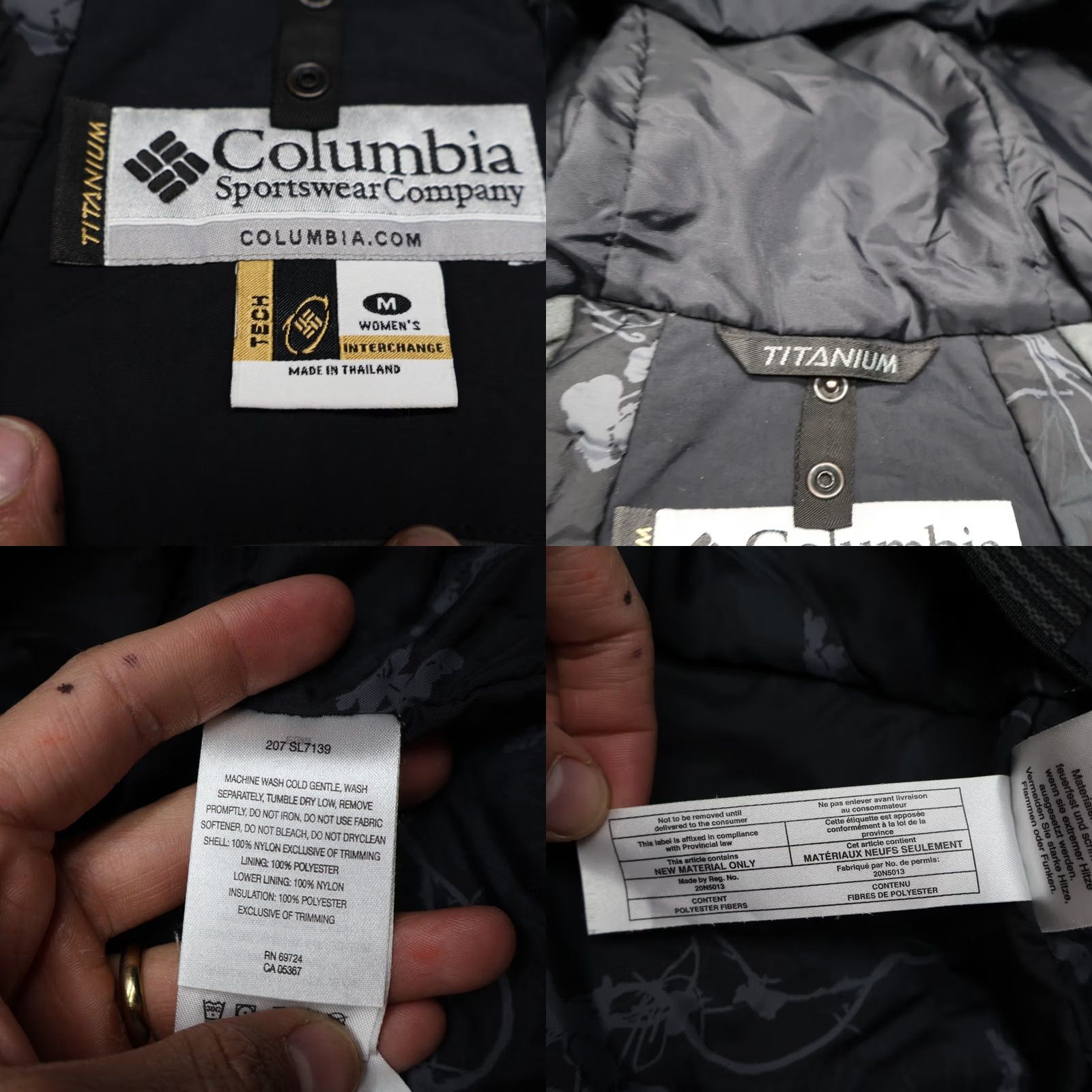Vintage Columbia Jacket Womens M Black Titanium 3-in-1 Shell Insulated Waterproof Nylon Zipper Pockets Winter Casual Travel Workwear Size M / US 6-8 / IT 42-44 - 8 Thumbnail