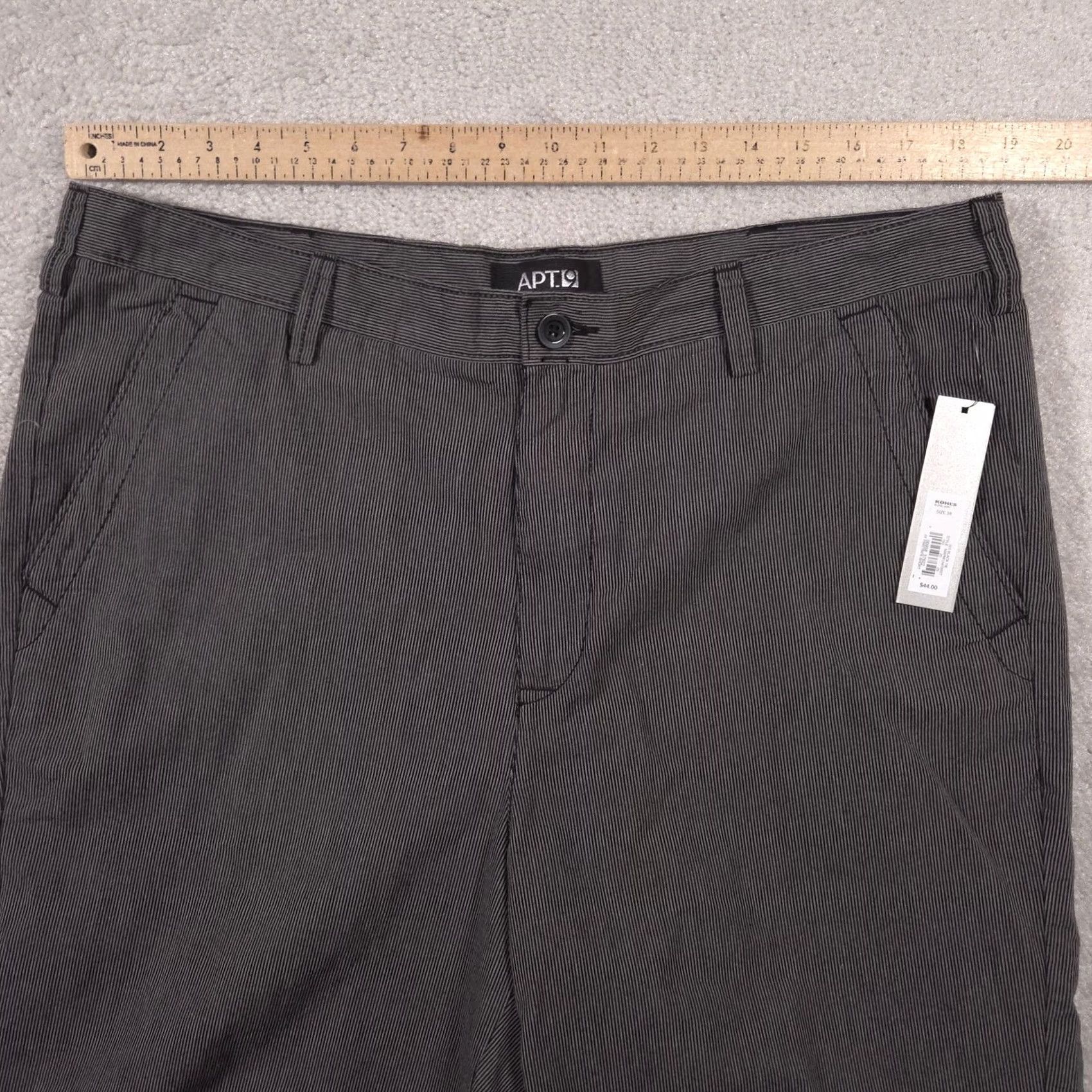 Apt. 9 APT 9 Shorts Mens 38 Gray Pinstripe Flat Front Chino Casual Black Gray Pocketed Inseam 10in Short Mens Size US 38 / EU 54 - 7 Thumbnail