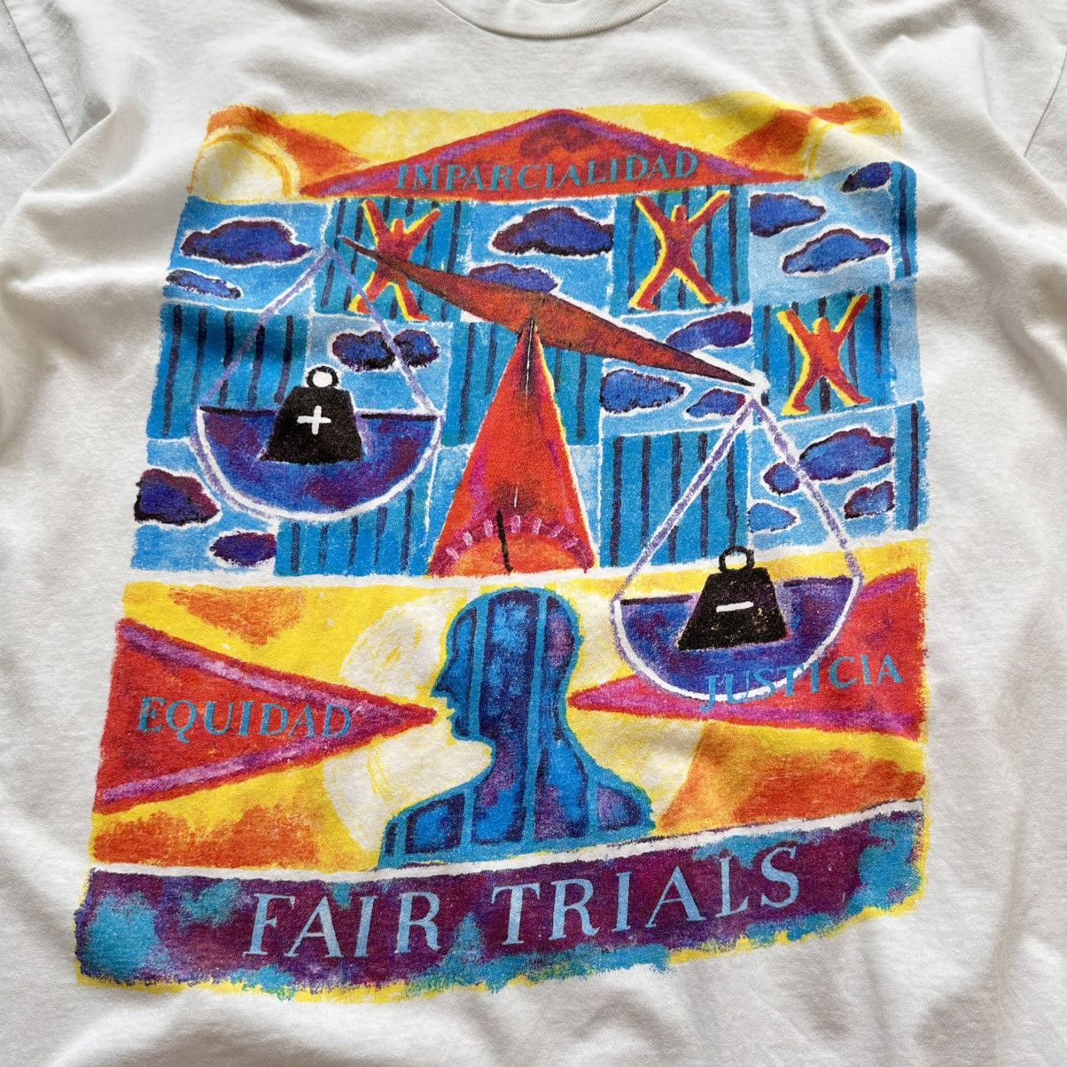 Keith Haring 90s Amnesty International Fair Trials Vintage T Shirt Art Size US XL / EU 56 / 4 - 3 Thumbnail