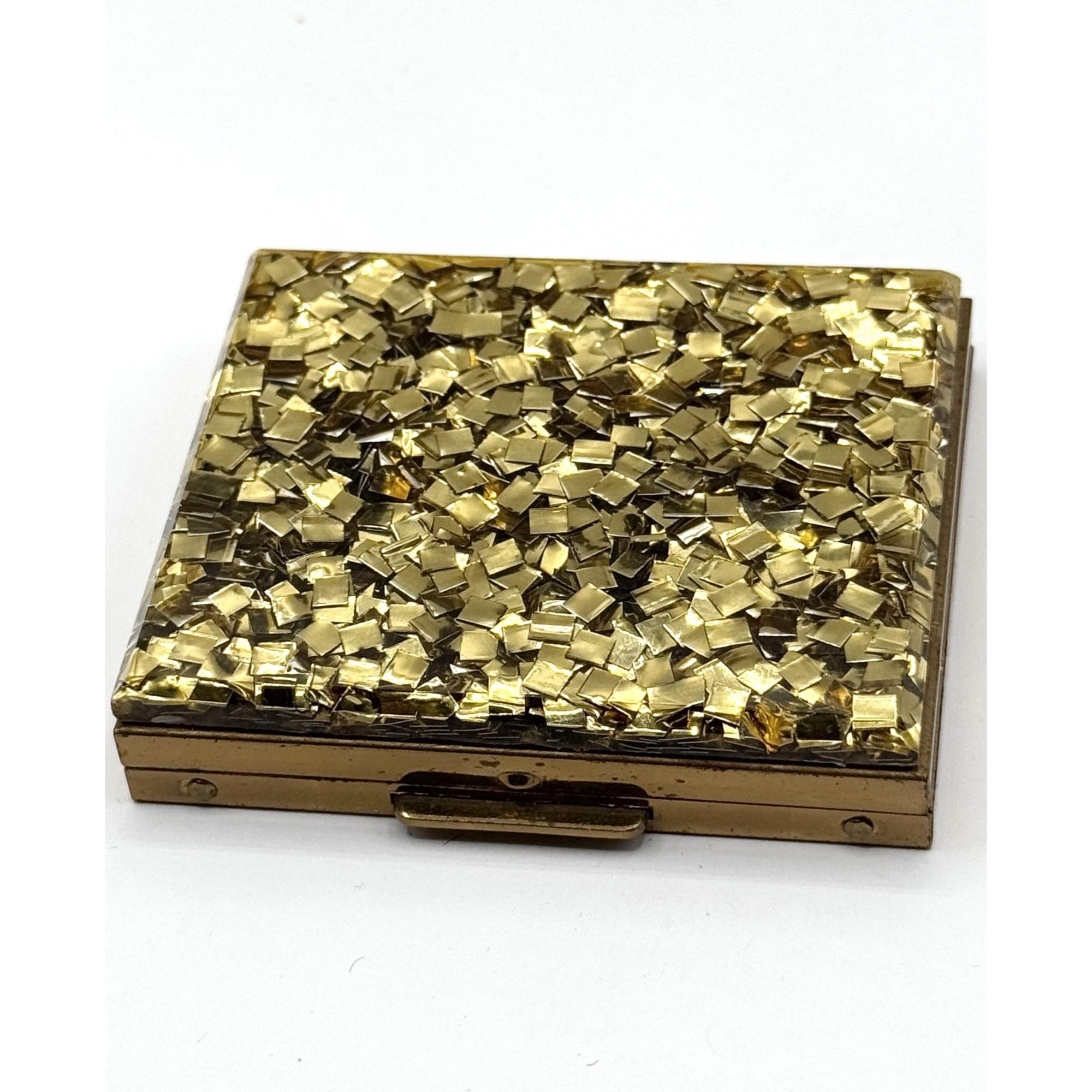 Vintage Vintage Lucite gold confetti glitter mirror compact Size ONE SIZE - 2 Thumbnail