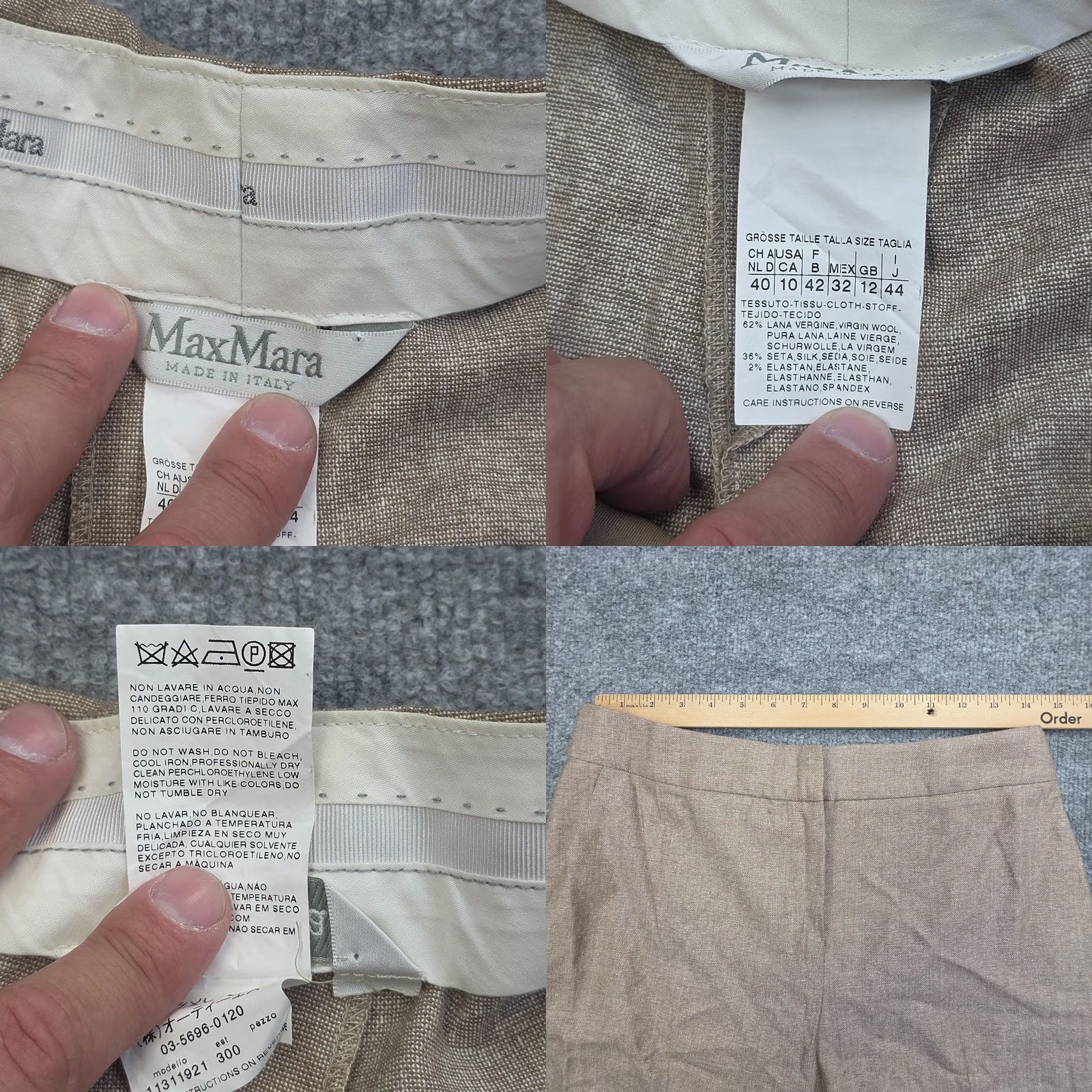 Max Mara Max Mara Pants Womens Beige Wool Silk Pleated Dress Trousers Italy Size 32" / US 10 / IT 46 - 8 Thumbnail