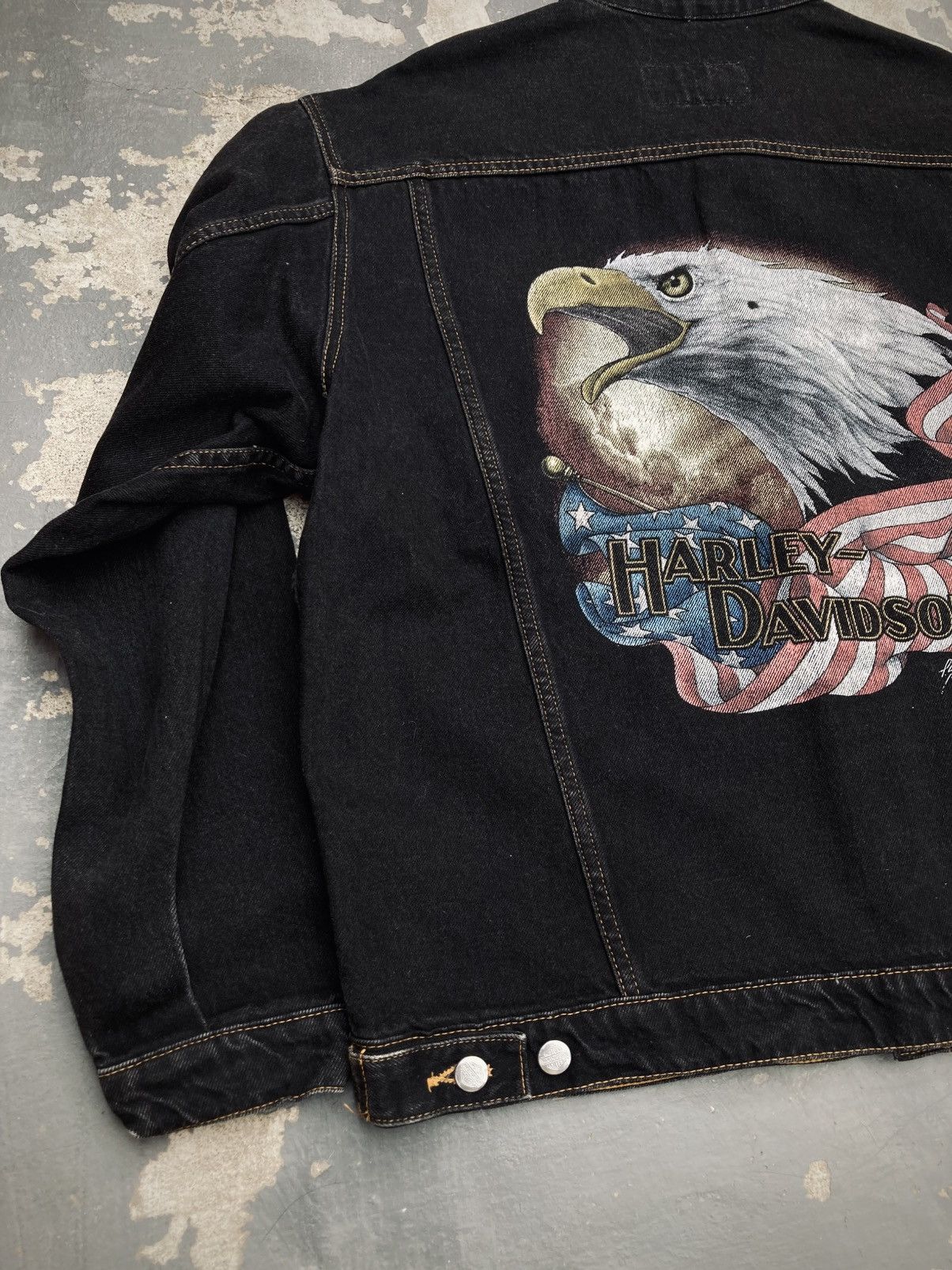 Harley Davidson Vintage Harley Davidson Denim Trucker Jacket Size US XL / EU 56 / 4 - 8 Thumbnail