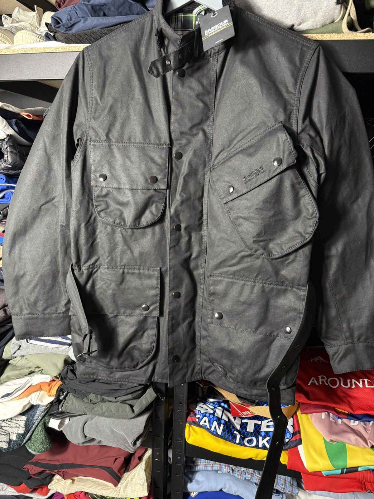 Barbour Barbour International A7 Wax Jacket Black Belted Moto Biker Size US S / EU 44-46 / 1 - 9 Thumbnail